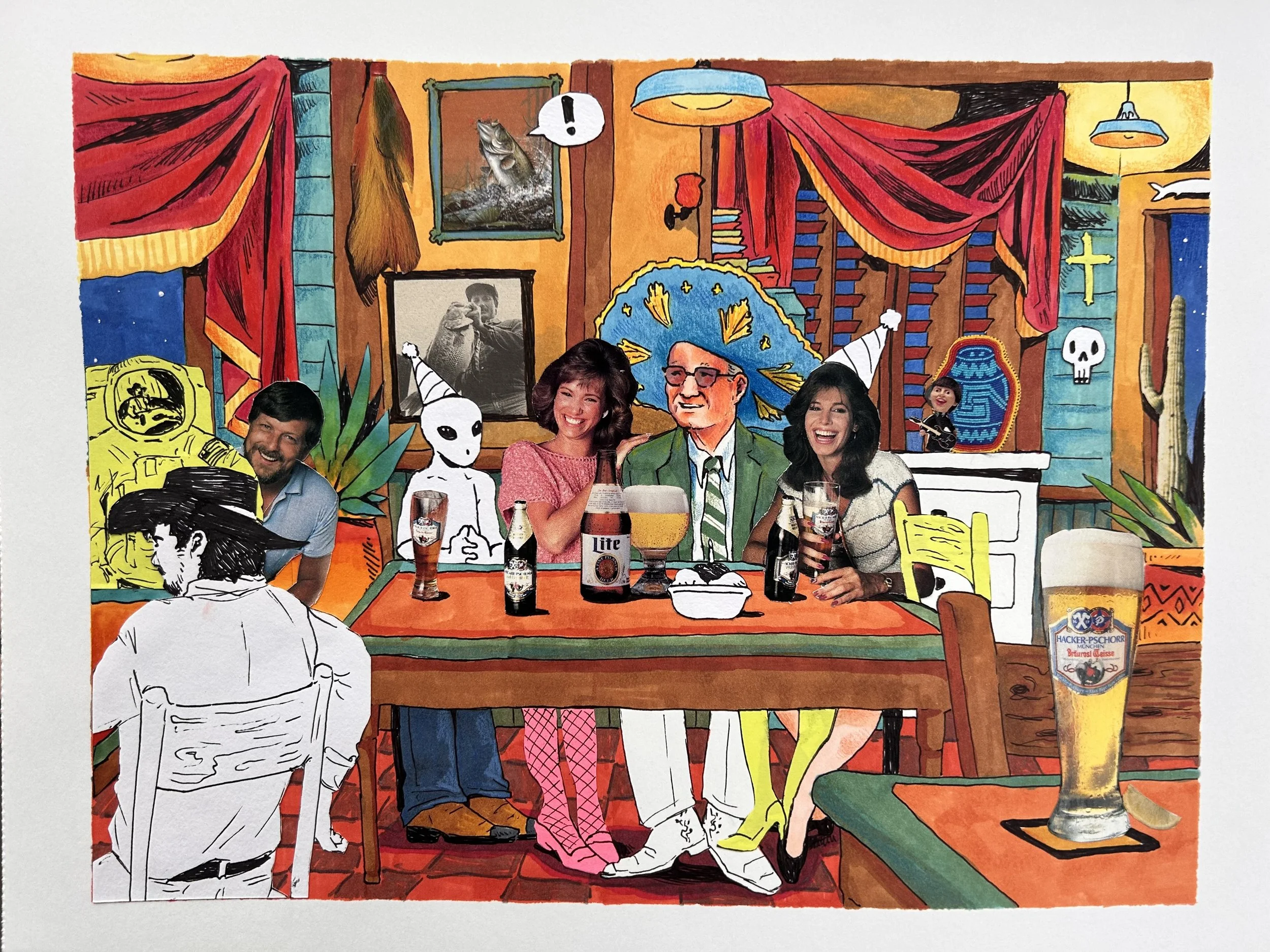 Happy Birthday Old Timer, 2026 - 11 x 14 inches, mixed media and collage on paper
