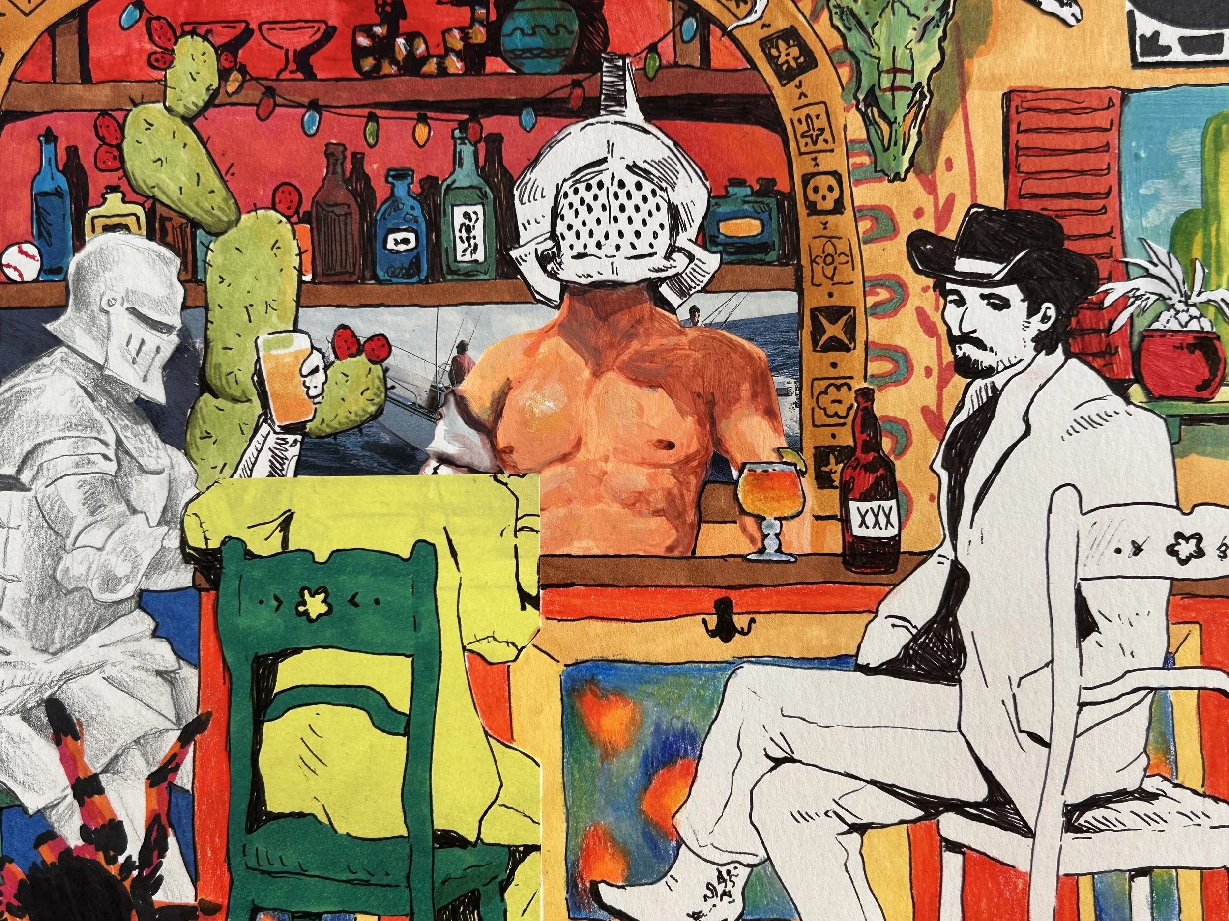 Somewhere in the Deserts of El Paso, 2026 - 11 x 14 inches, mixed media and collage on paper