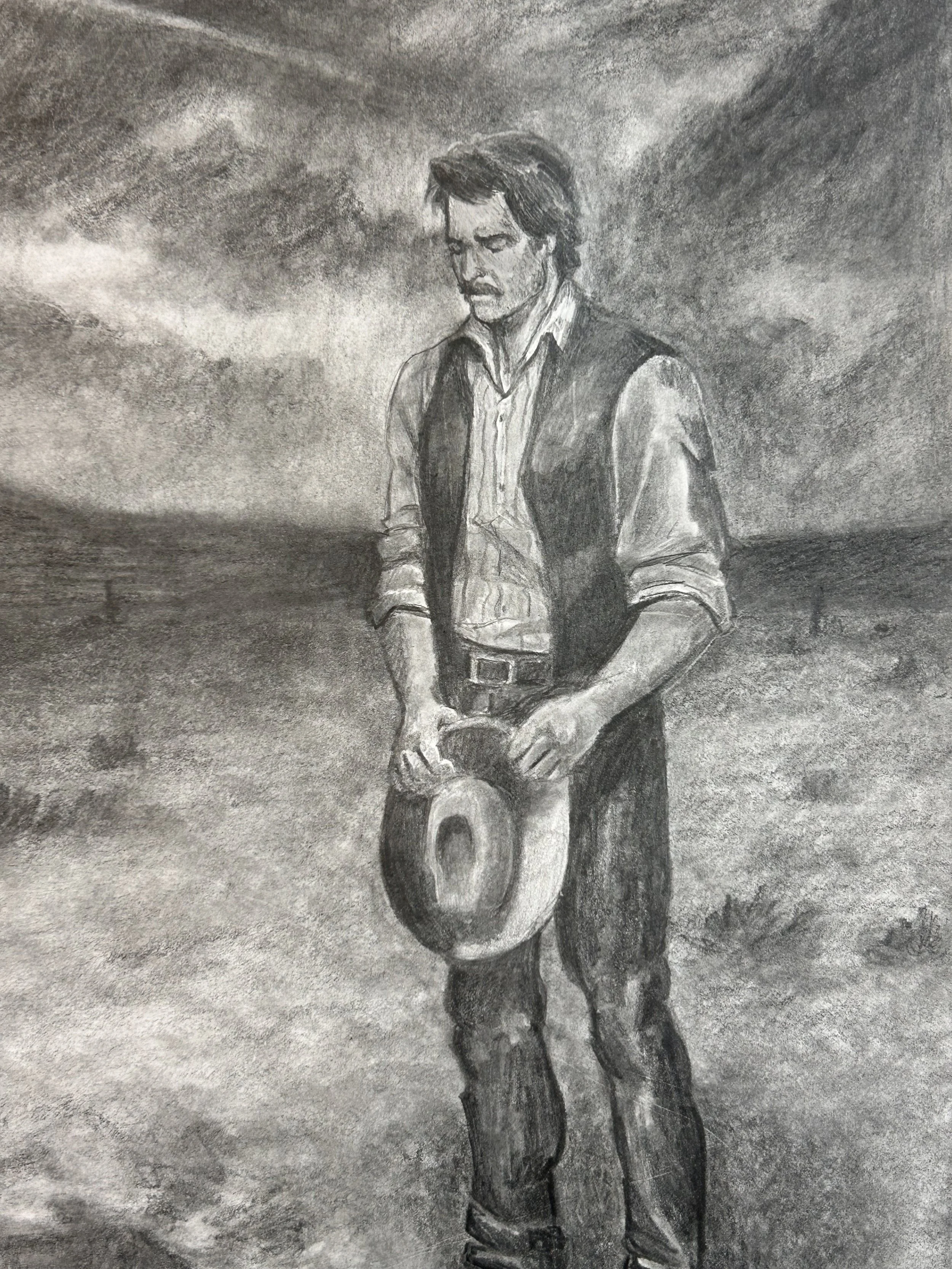 A Fresh Grave For the Alien Who Takes My Cows - Graphite on Paper