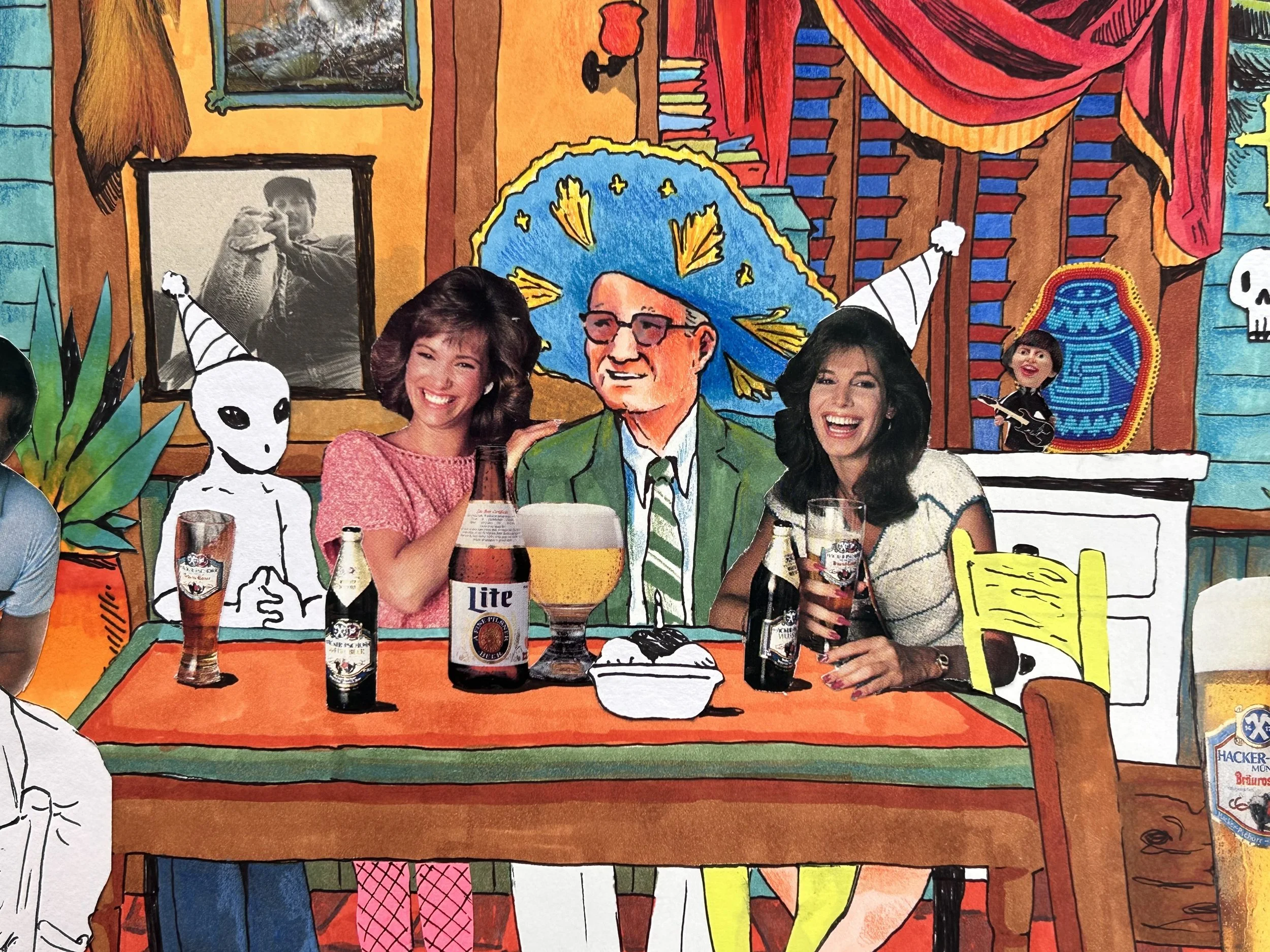 Happy Birthday Old Timer, 2026 - 11 x 14 inches, mixed media and collage on paper
