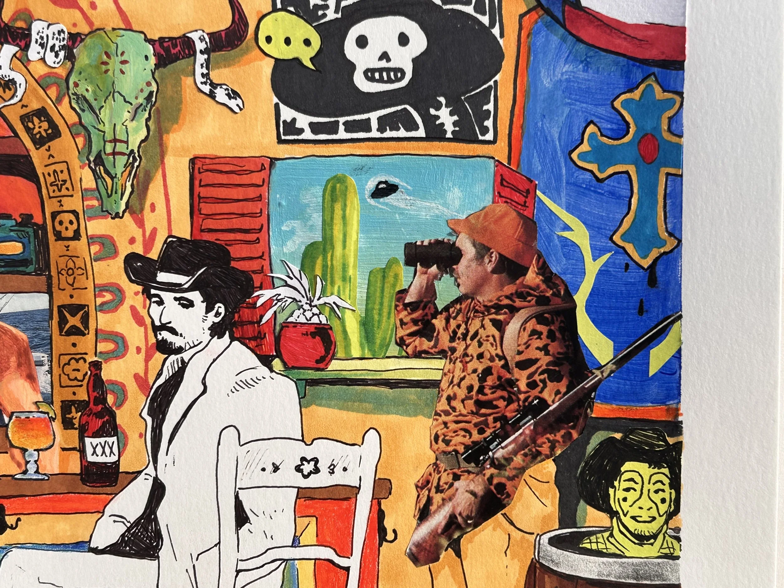 Somewhere in the Deserts of El Paso, 2026 - 11 x 14 inches, mixed media and collage on paper