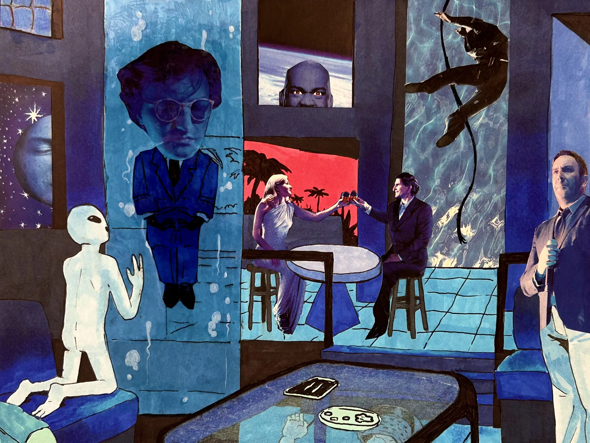 The Blue Room, 2026 - 11 x 14 inches, mixed media and collage on paper