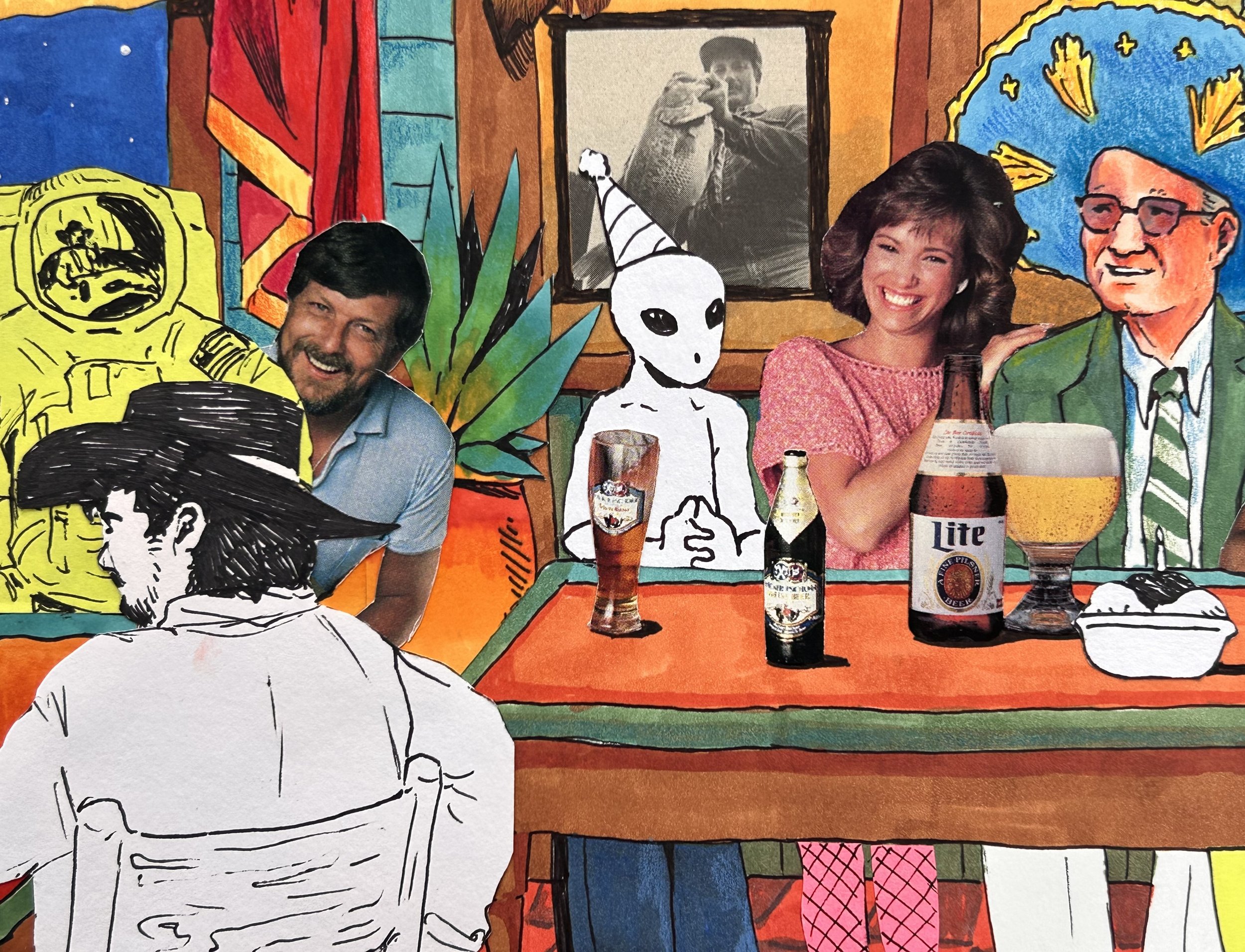 Happy Birthday Old Timer, 2026 - 11 x 14 inches, mixed media and collage on paper
