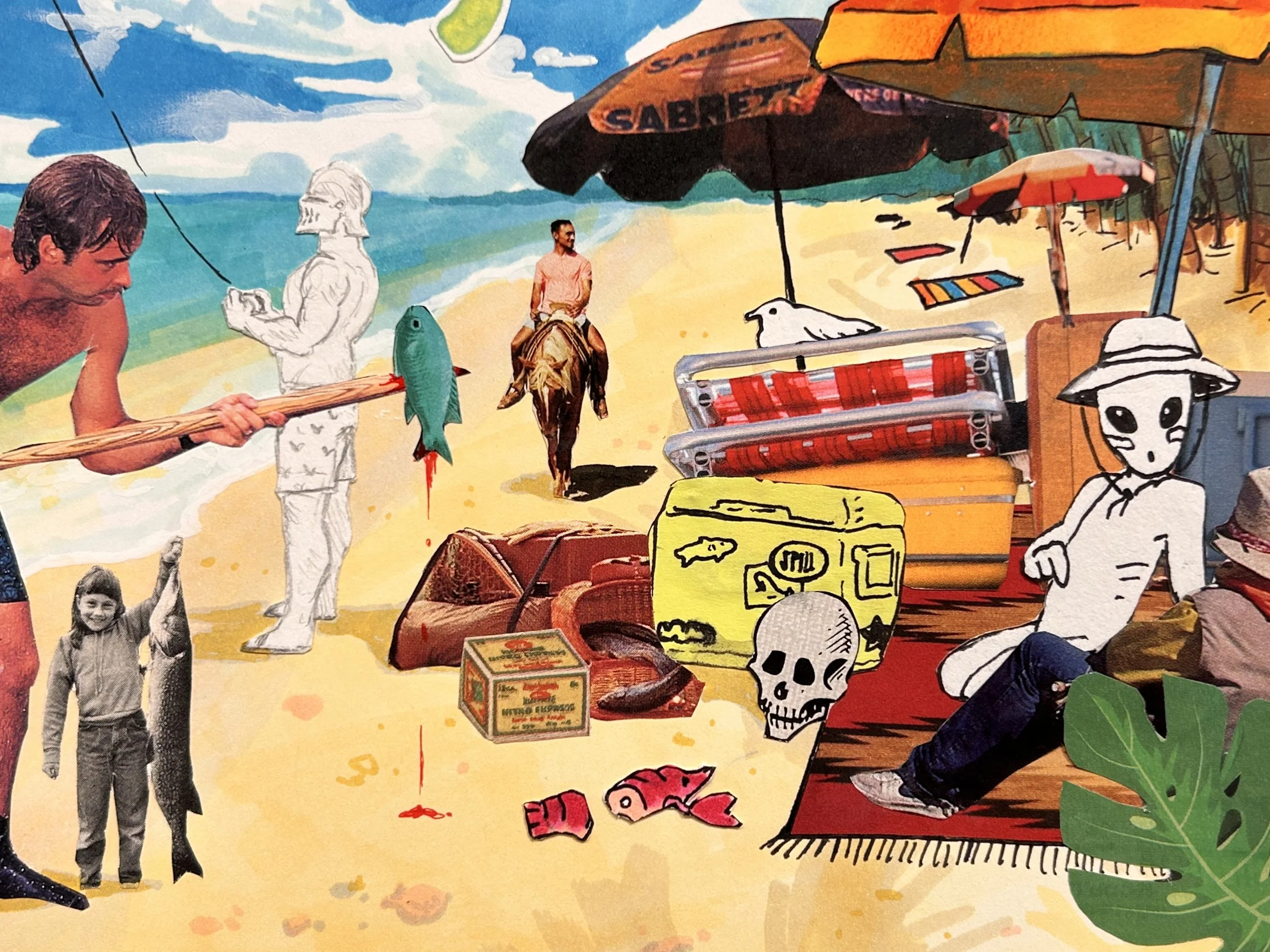Bora Bora Island, 2026 - 11 x 14 inches, mixed media and collage on paper