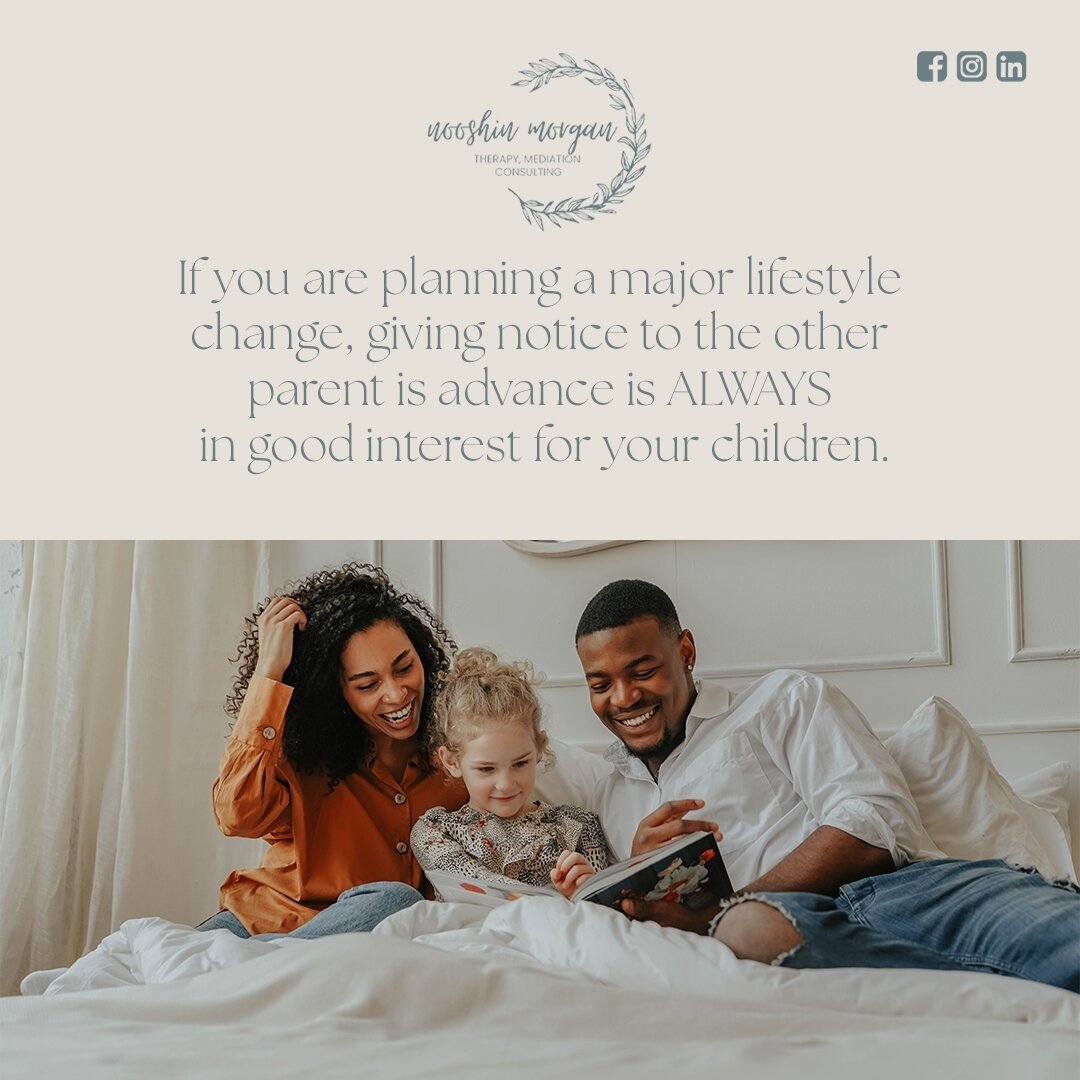 By providing notice to the other parent about any significant lifestyle changes you're considering, you create an opportunity for them to be involved in the decision-making process. This approach promotes a cooperative and respectful co-parenting dyn