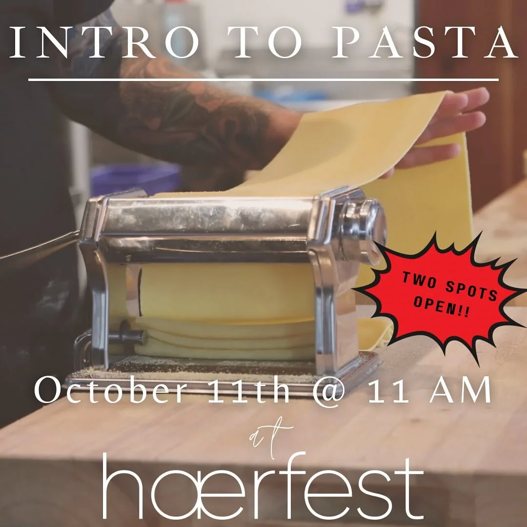 Two spots just opened in our Intro to Pasta class on Saturday, October 11th! Join us for a lesson in the basics of making fresh pasta at home, and then enjoy a delicious lunch and glass of wine to finish the experience 🍝🍷

Link in bio to snag your 