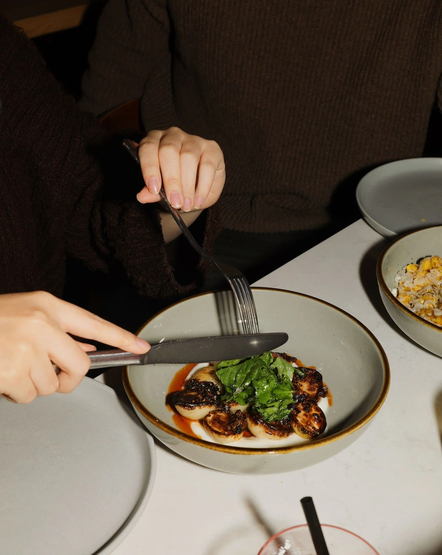 And just like that... it's gone!

Baby turnips, seared and dressed with salsa macha, confit garlic, and parsley. A light starter to begin the night.