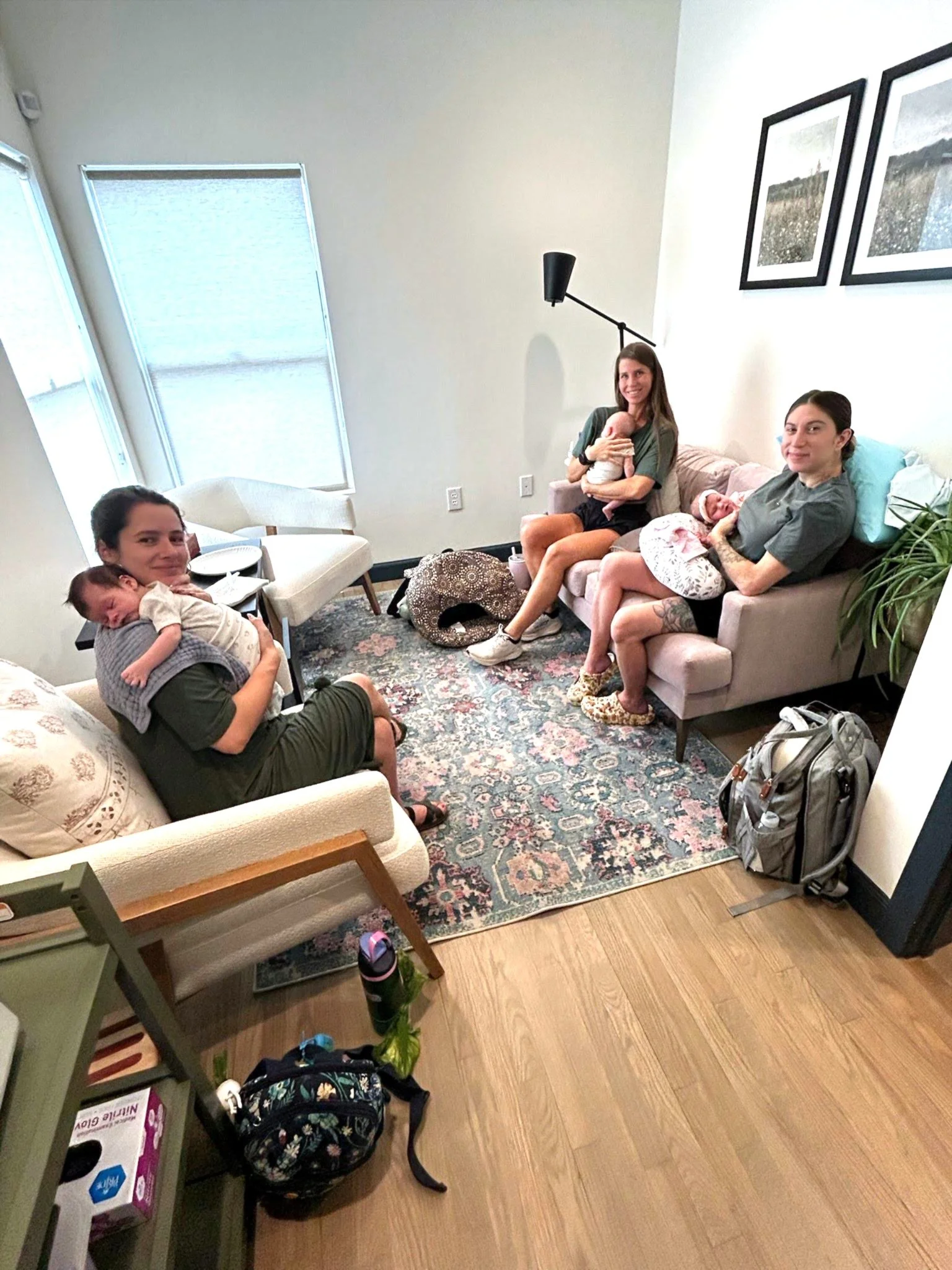 Parents participating in a virtual support group via video call