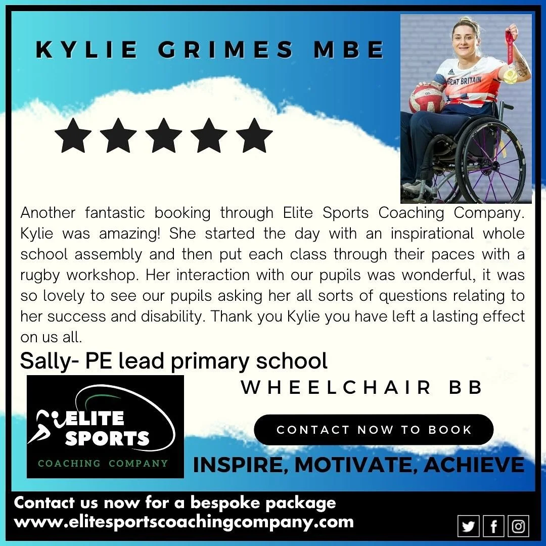 #⭐️⭐️⭐️⭐️⭐️ #amazingreview #topathlete #wheelchairrugby #primaryschool #primaryteacher #secondaryschool #assemblies #awardsevening #inspirational #elitesportscoachingcompany #kyliegrimes #rugby #headteacher #event #schoolsportspartnership