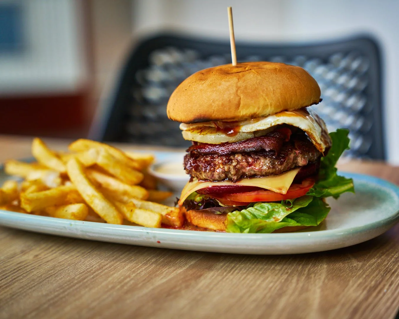 Mission Beach Tavern Burger and fries captured by Jan - The Resilient Creative - Food Photographer in Far North Queensland Australia