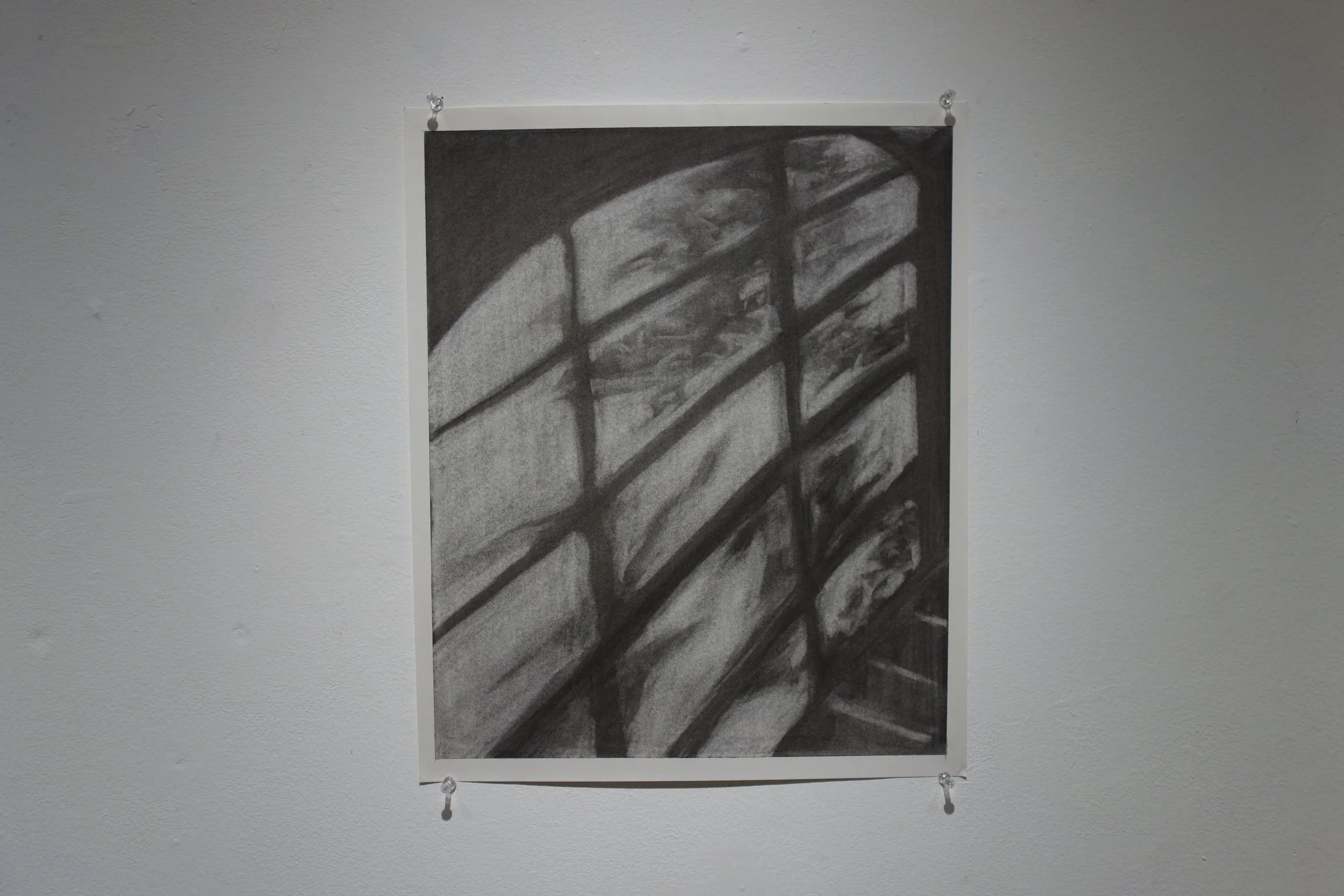 Beep. Charcoal on paper. 14" x 17". 2026.