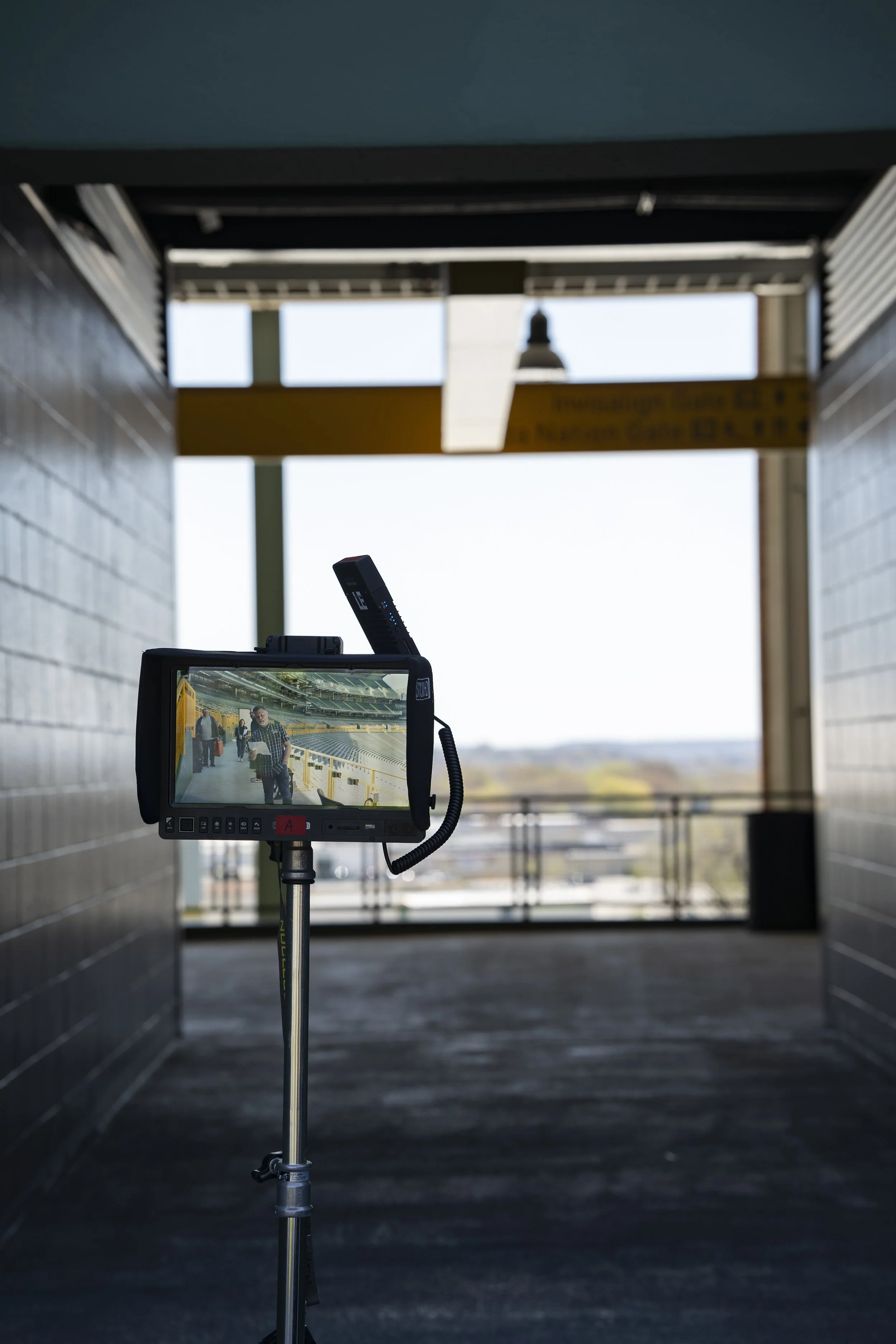 A video monitor on a commercial set. 
