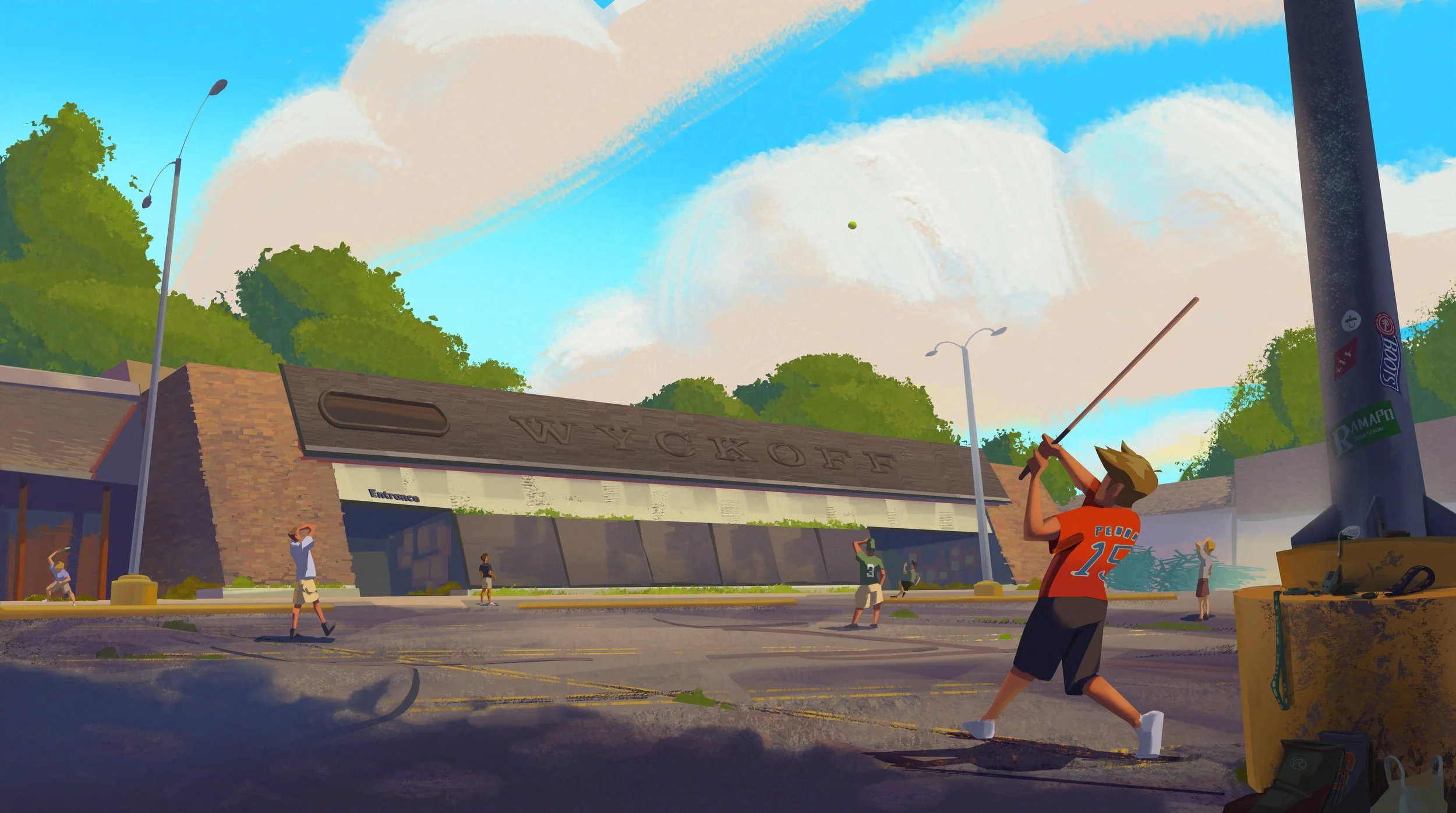 Asphalt Summers - Moment of this player who plays stickball with his friends in the parking lot of his town.
