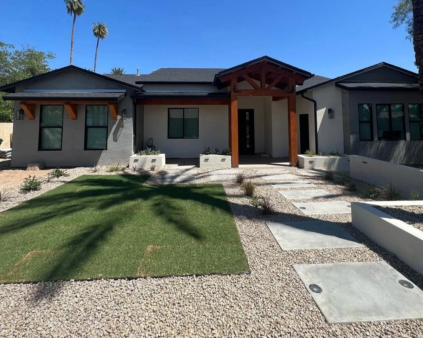 Sod installed at this residential front yard near Phoenix, Arizona by Garcia's Dreamscape