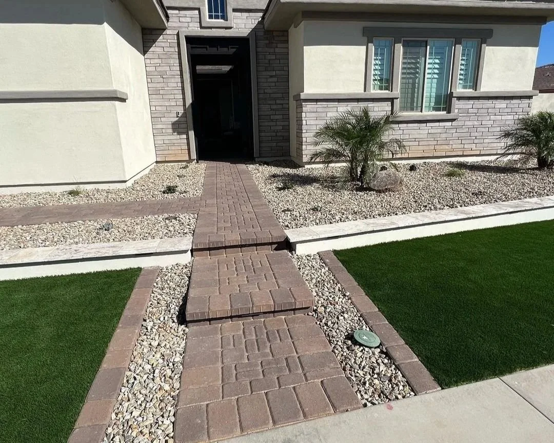 Paver walkway installation at this residential home near Phoenix, Arizona by Better Life Landscape & Design
