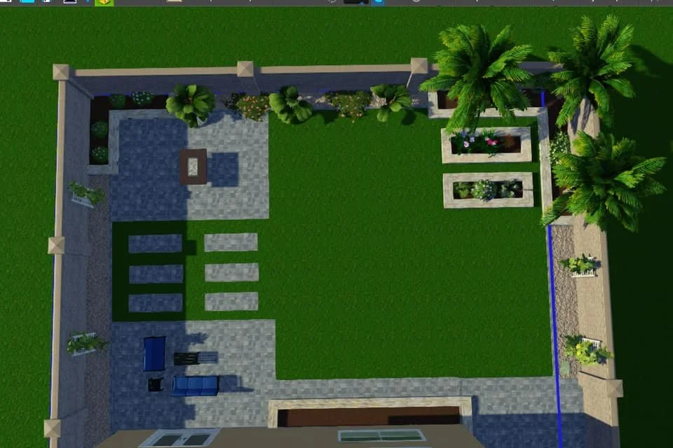 3D Rendering Design featuring turf, pavers, tree planting &amp; more by Garcia's Dreamscapes near Phoenix, Arizona