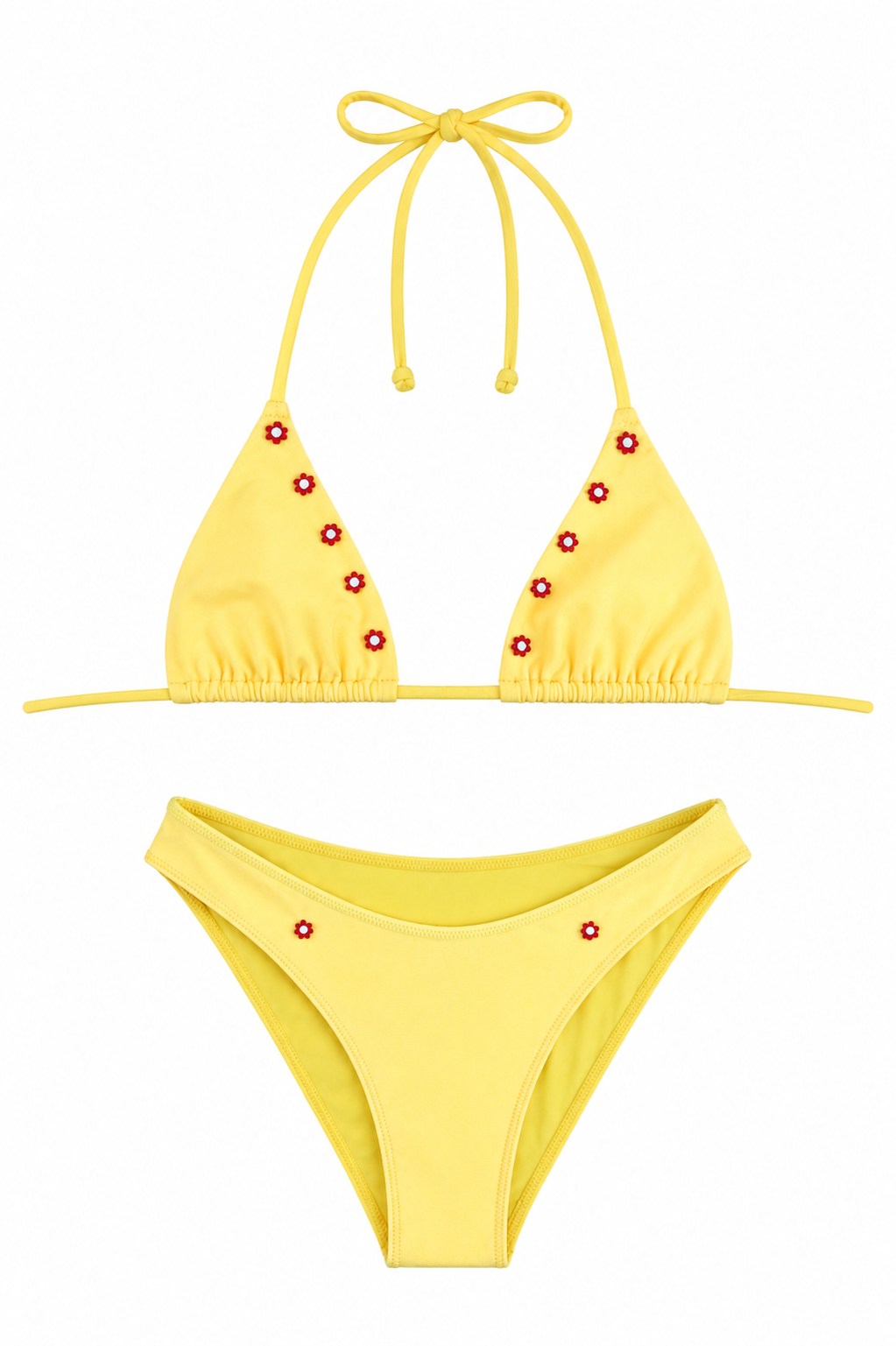 YELLOW BEADED BIKINI TOP