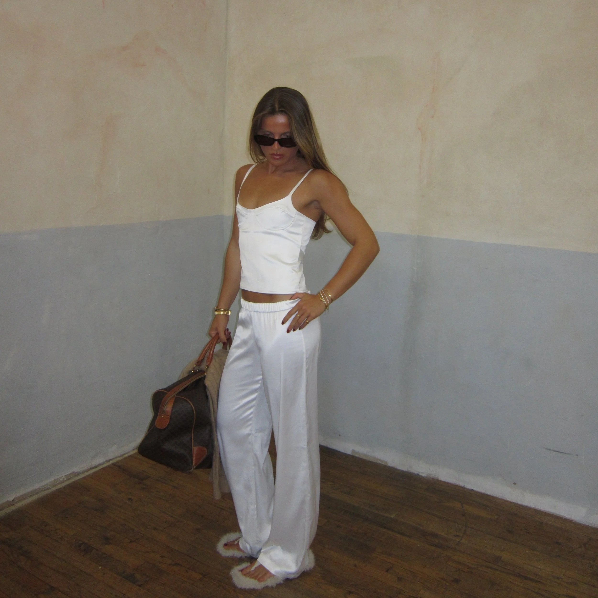 White Satin Pants