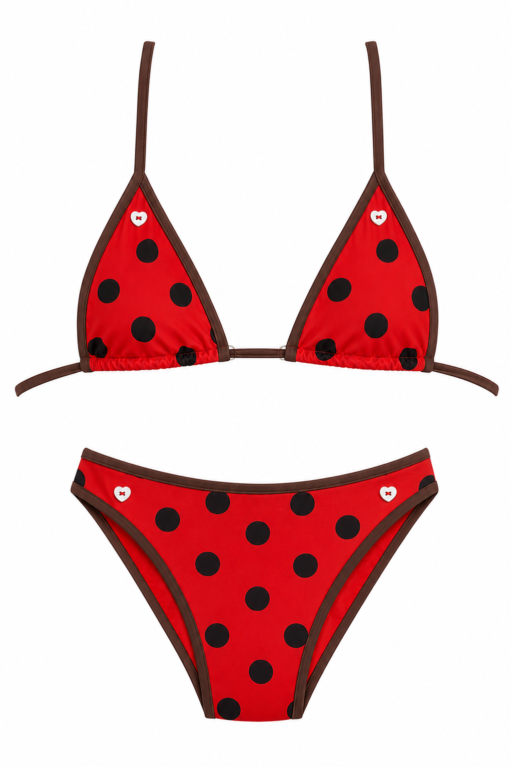 Zoe Red Polka Dot Bias Triangle Top