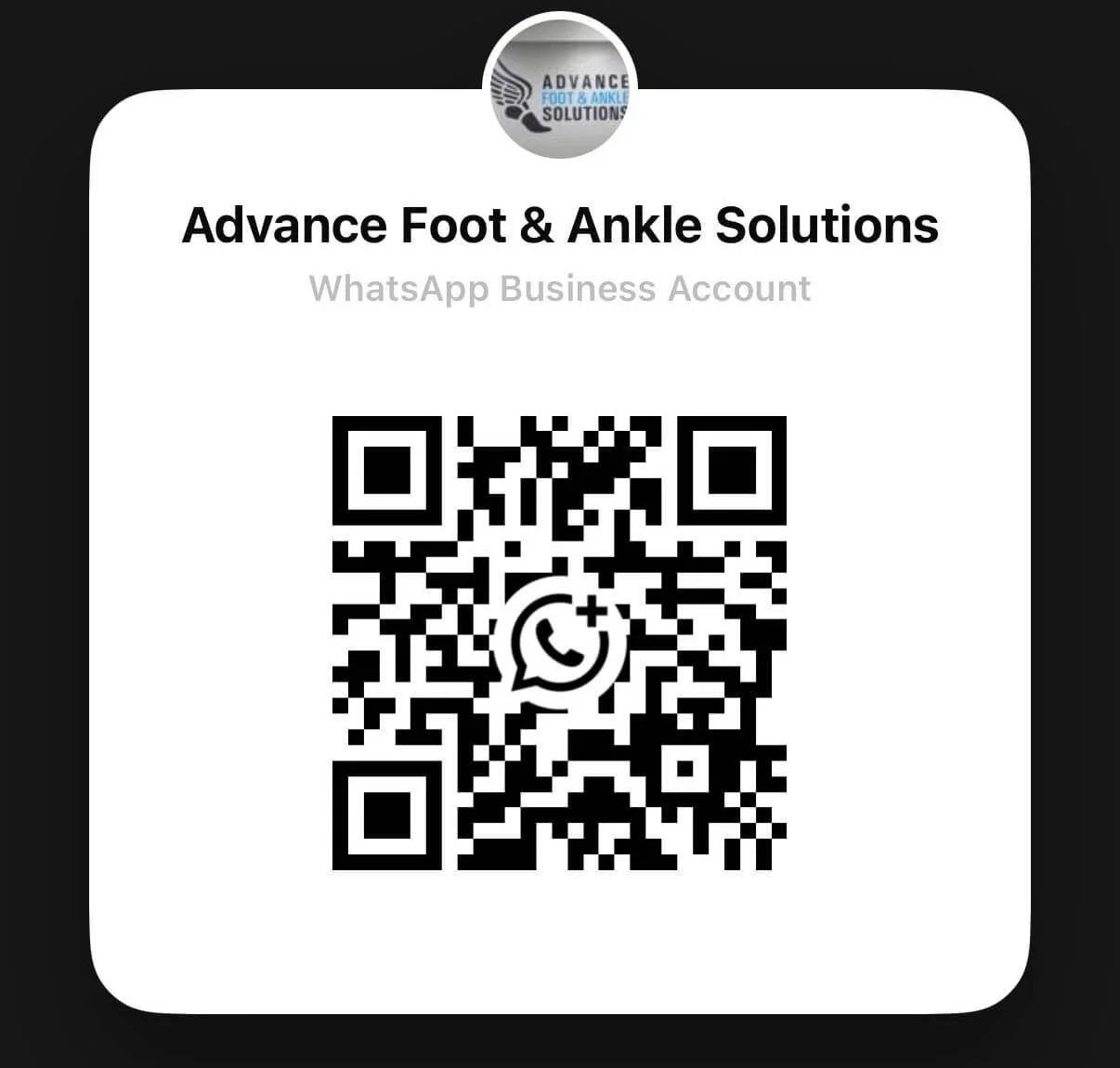 Send Advance Foot & Ankle Solutions a message on WhatsApp