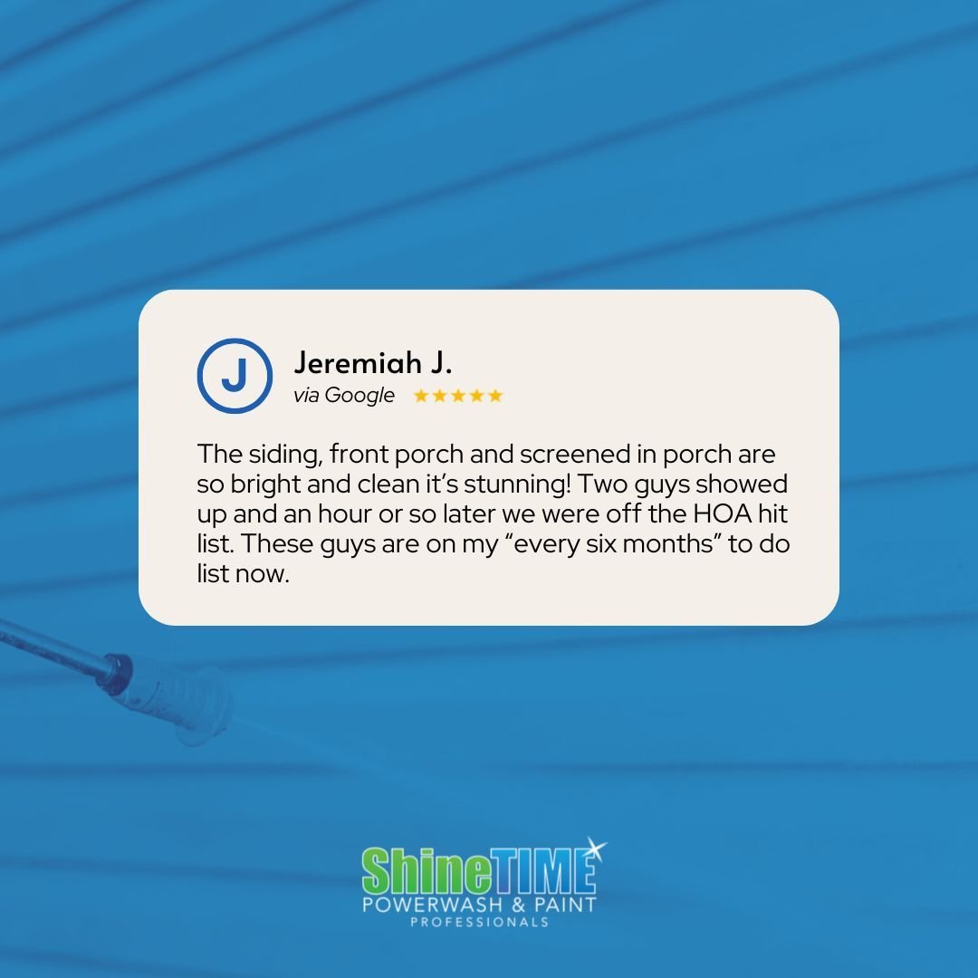 In hot water with your HOA? Check out our maintenance packages and stay off their radar with our residential cleaning services. Thank you, Jeremiah, for sharing your experience! #testimonialtuesday #shinetimeinc