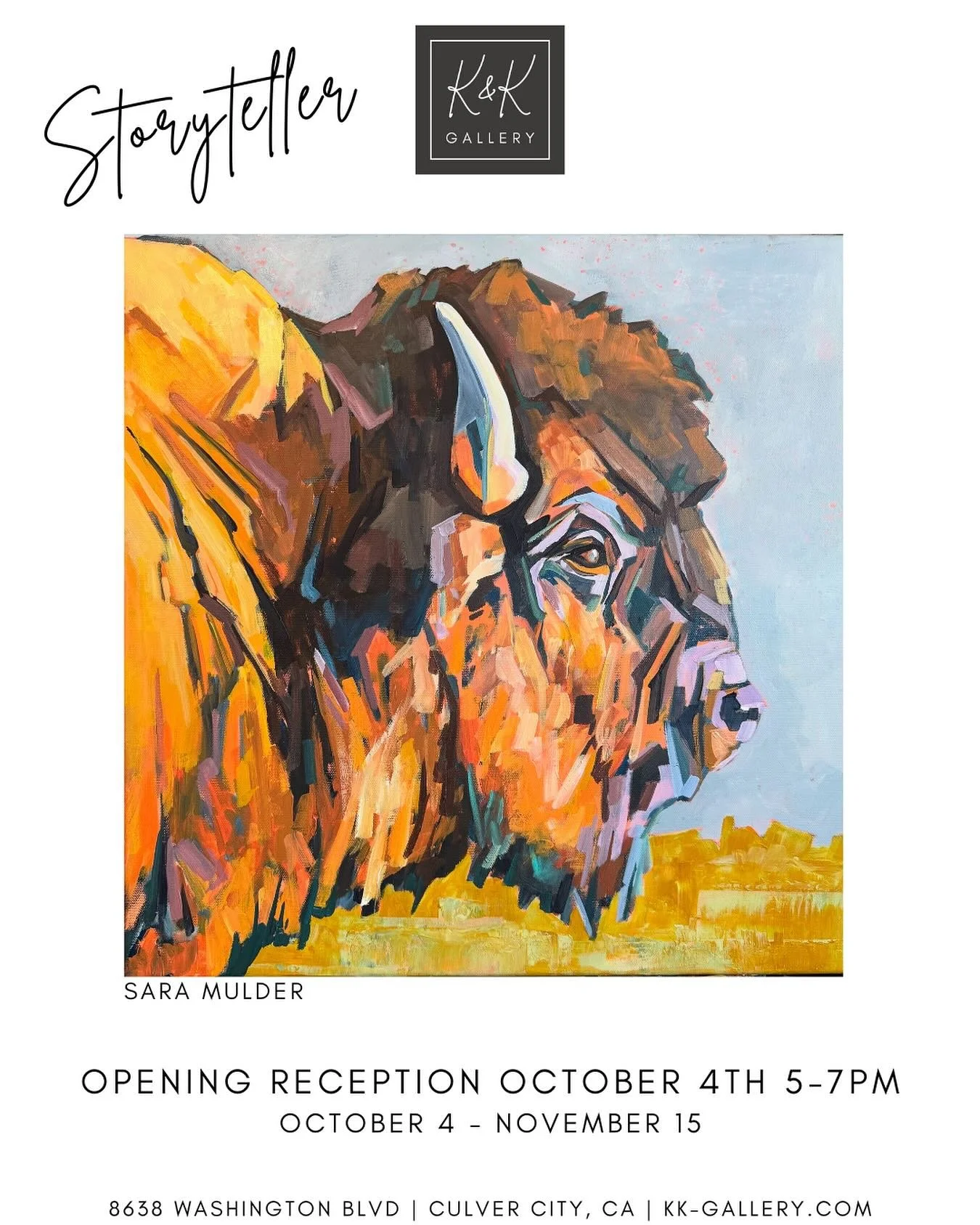 Opening reception tonight for &lsquo;Storyteller&rsquo; art show at @kkgalleryla in @culvercityartsdistrict  See 9 of my pieces along with a super talented lineup of other artists on display. 5-7 pm #saramulderart #culvercityartsdistrict #kandkgaller