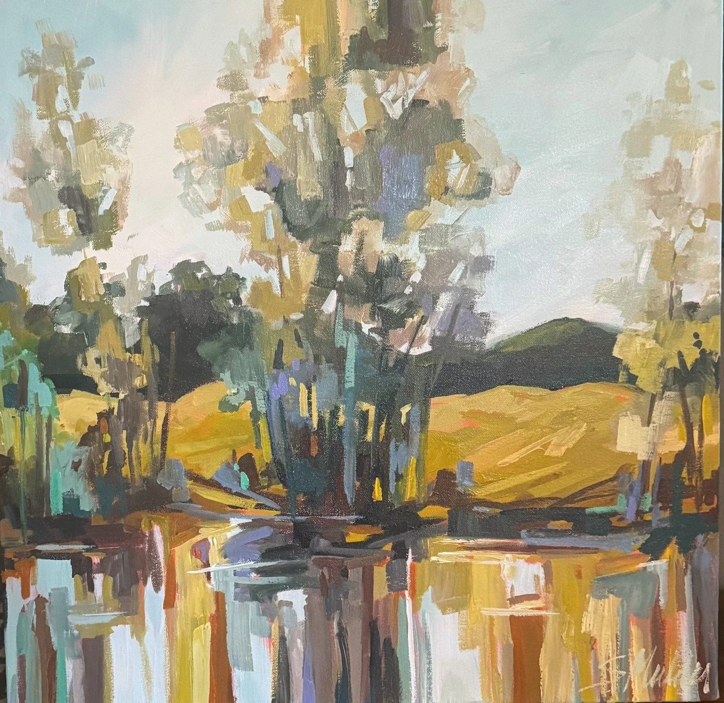 &quot;Between Spaces&quot; - 18 x 18 inch acrylic on gallery wrapped canvas. 

Trees have been a subject that I keep coming back to over decades of painting. Recently I have been most interested in the spaces between the tree itself and space behind 