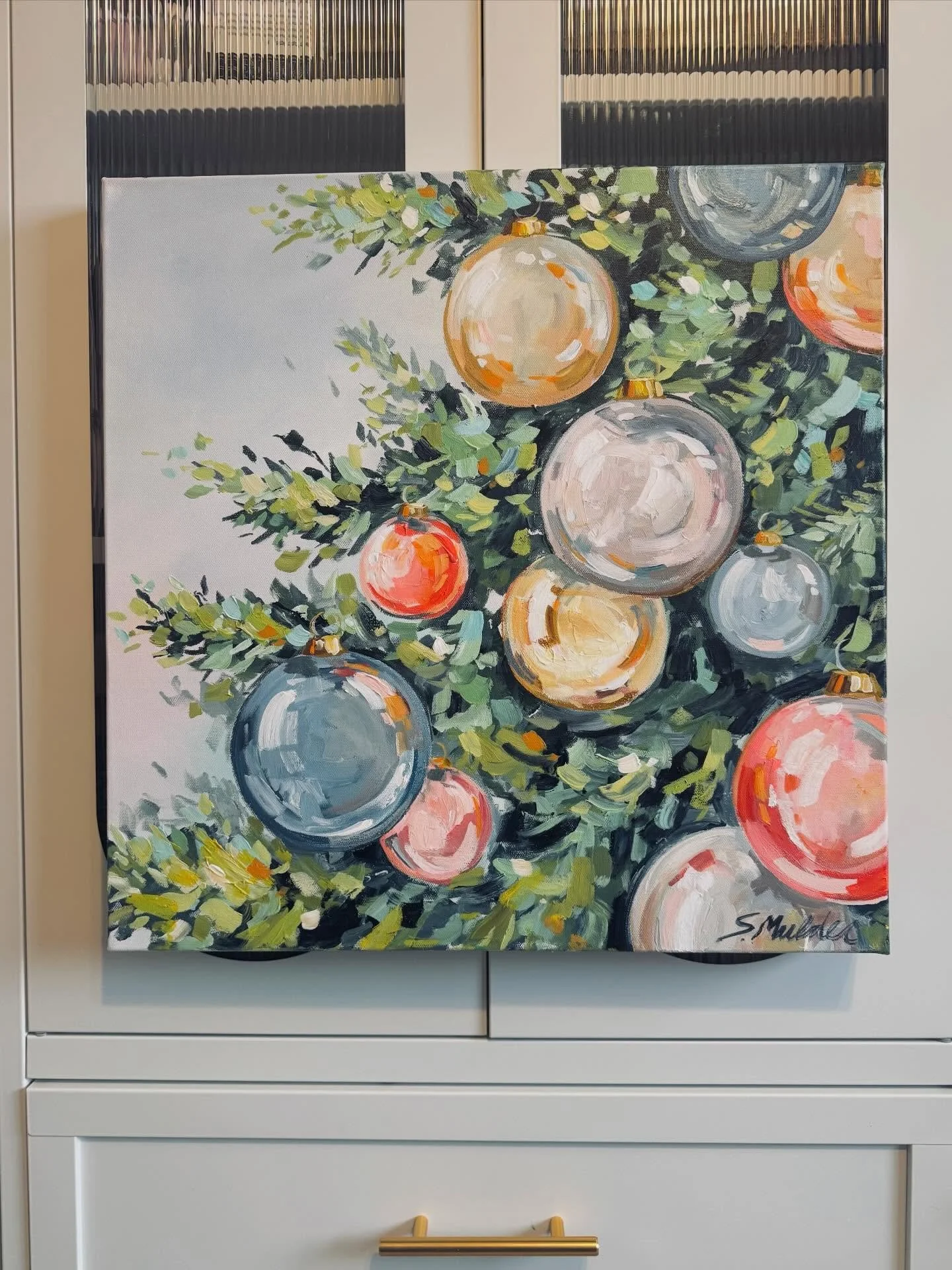 A dose of joy, sprinkled with a helping of fun!  Who doesn&rsquo;t need more of that?! Two of these glass ornament paintings will be at @shopalcovesf tomorrow&hellip; but I have a feeling a few more will find there way there in the coming weeks. 🎄