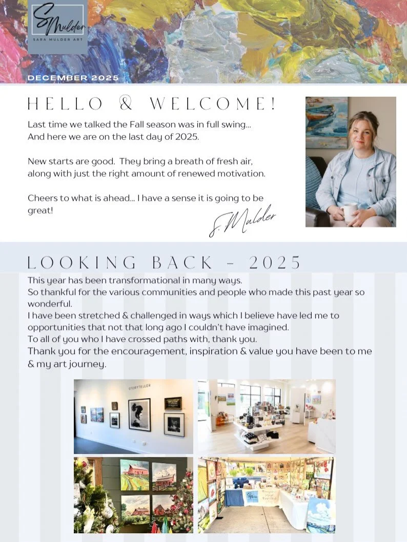 One of my 2025 goals was to maintain an email list of collectors and supporters, while also sending out a bi-monthly newsletter.  Done and done. Sometimes I am full of good ideas but the execution can waver a bit. Proud of this and looking forward to