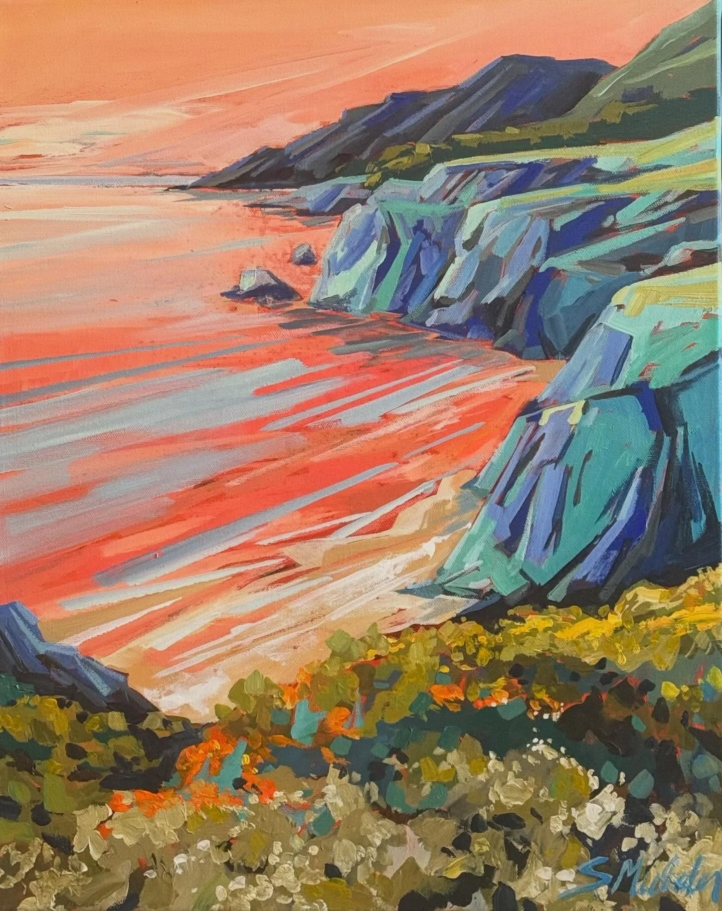 West Coast&hellip; what&rsquo;s not to love?! #saramulderart #californiacoastline #originalart