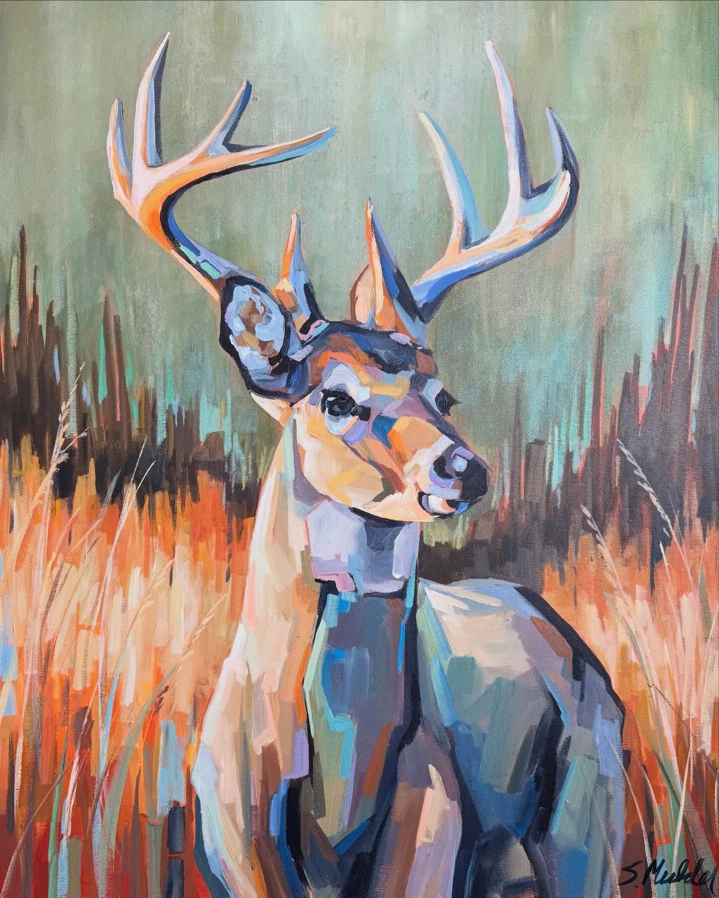&ldquo;I See You&rdquo; - 24x36  A cousin to another deer from a while back. Can&rsquo;t wait to see these hung in a solo show coming up in July and August @arthouse_blackhills_hotsprings