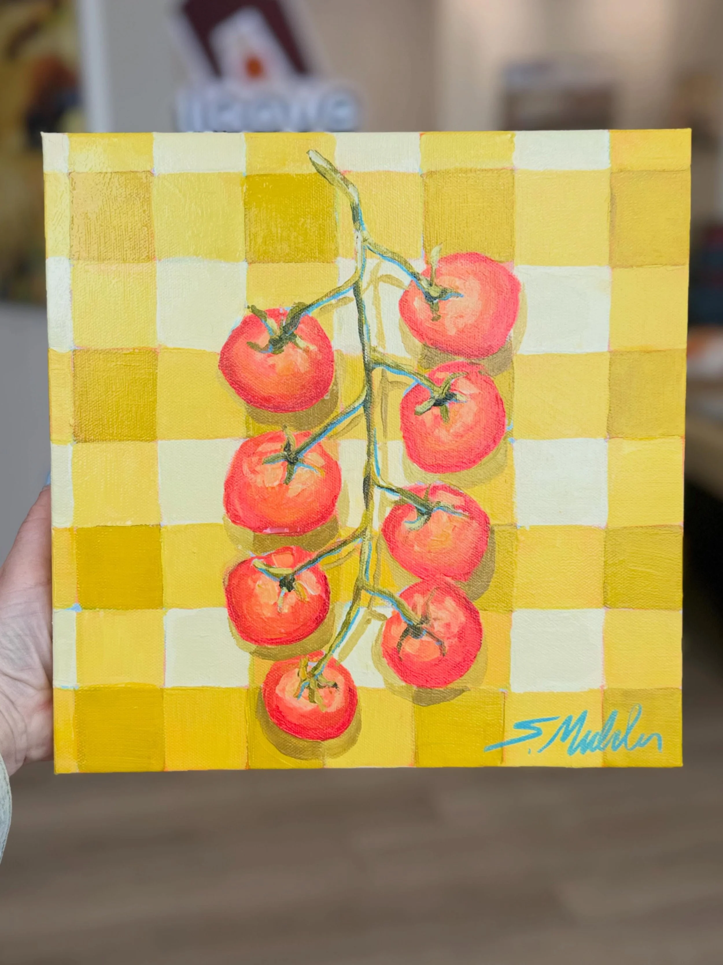 Fresh Off The Vine - 12 x 12 inch  I have yet to learn to enjoy eating tomatoes&hellip; but they sure do fill a canvas nicely!