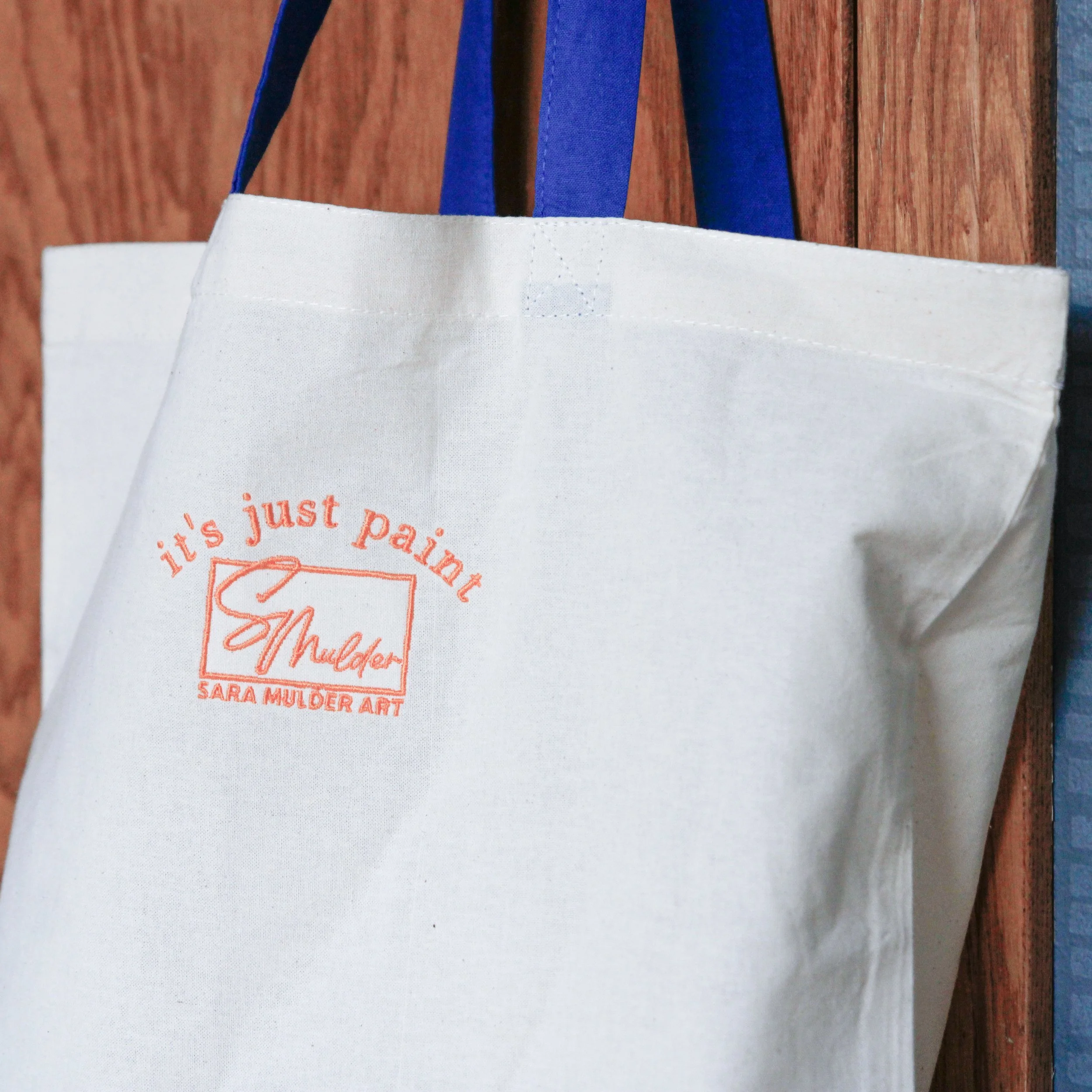 Royal Blue & Ivory Cotton Tote