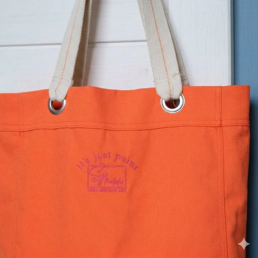 "It's Just Paint" Orange Canvas Tote Bag