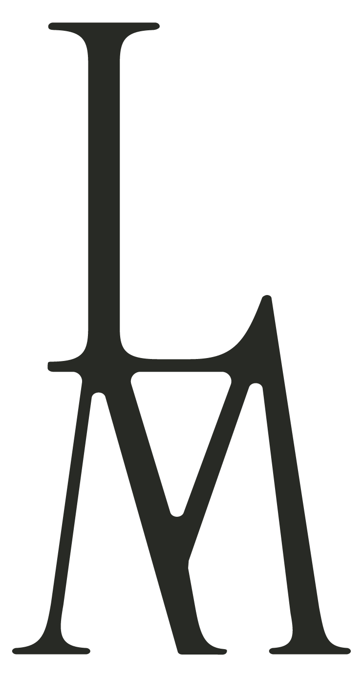 Large black stylized letter 'L' overlapping with a smaller stylized letter 'A'.