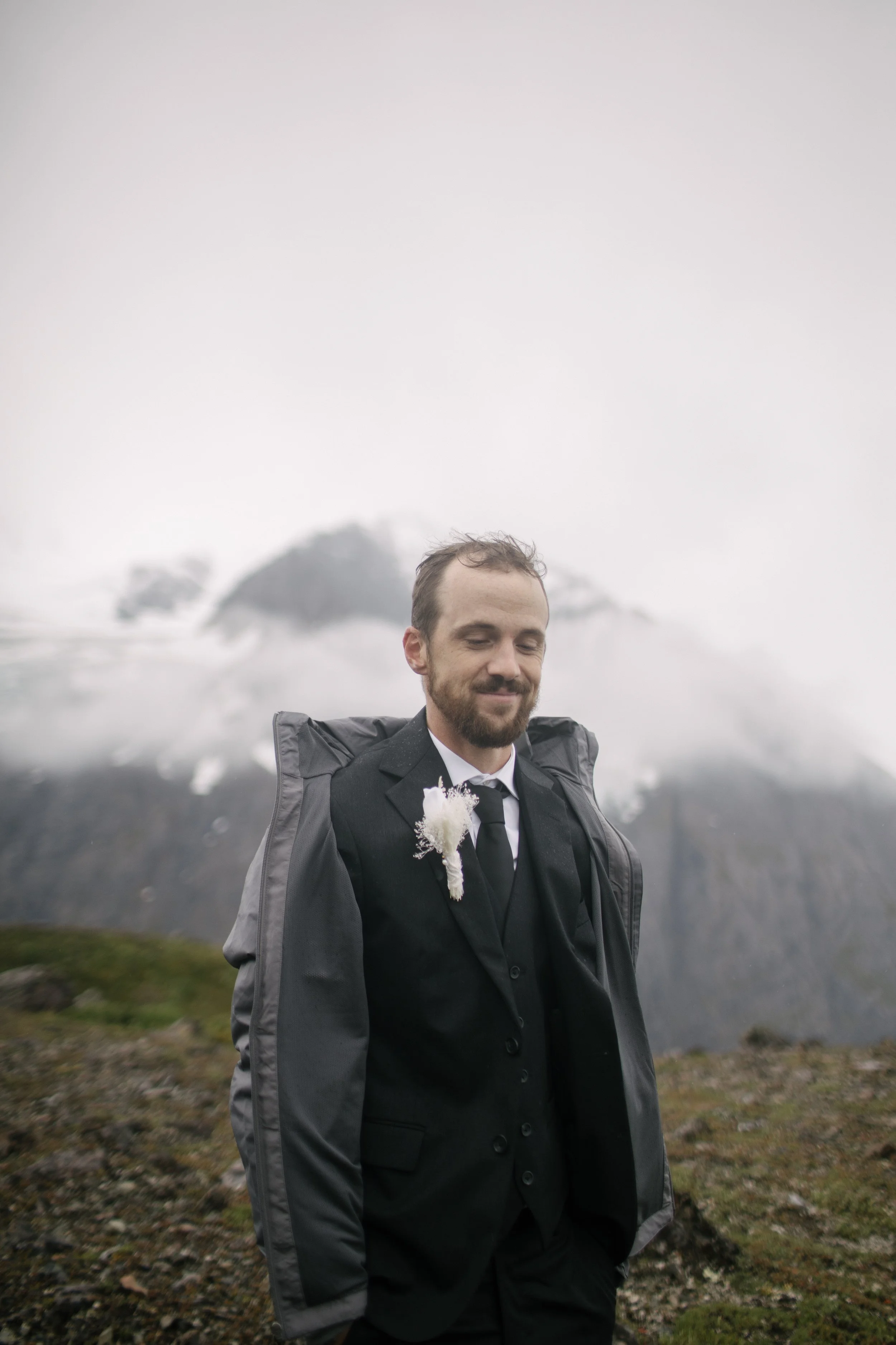 groom before alaska elopement