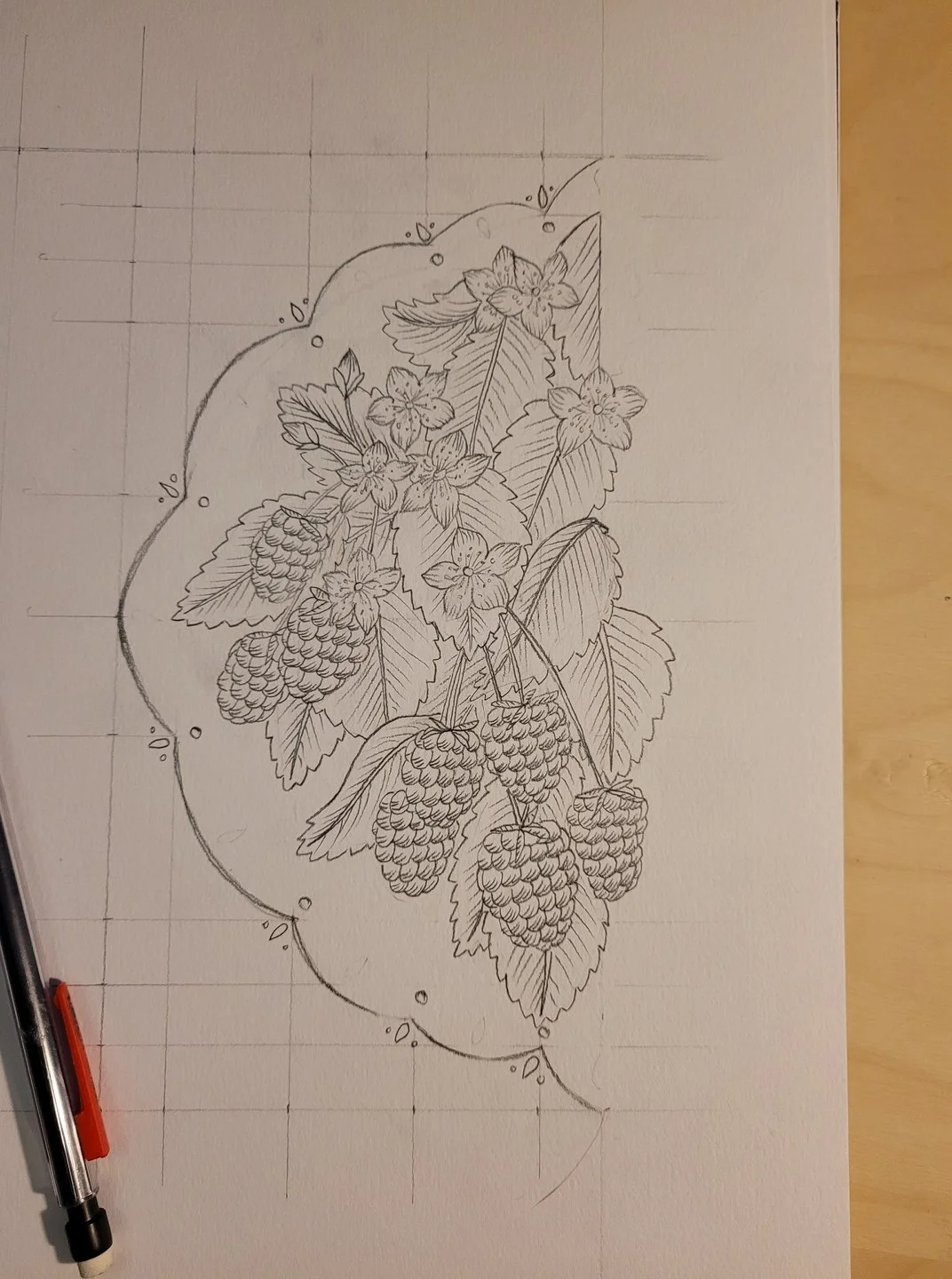 I'm working on this raspberry medallion to turn it into a pattern. I made half the medallion and then reflected it on the computer when digitizing.