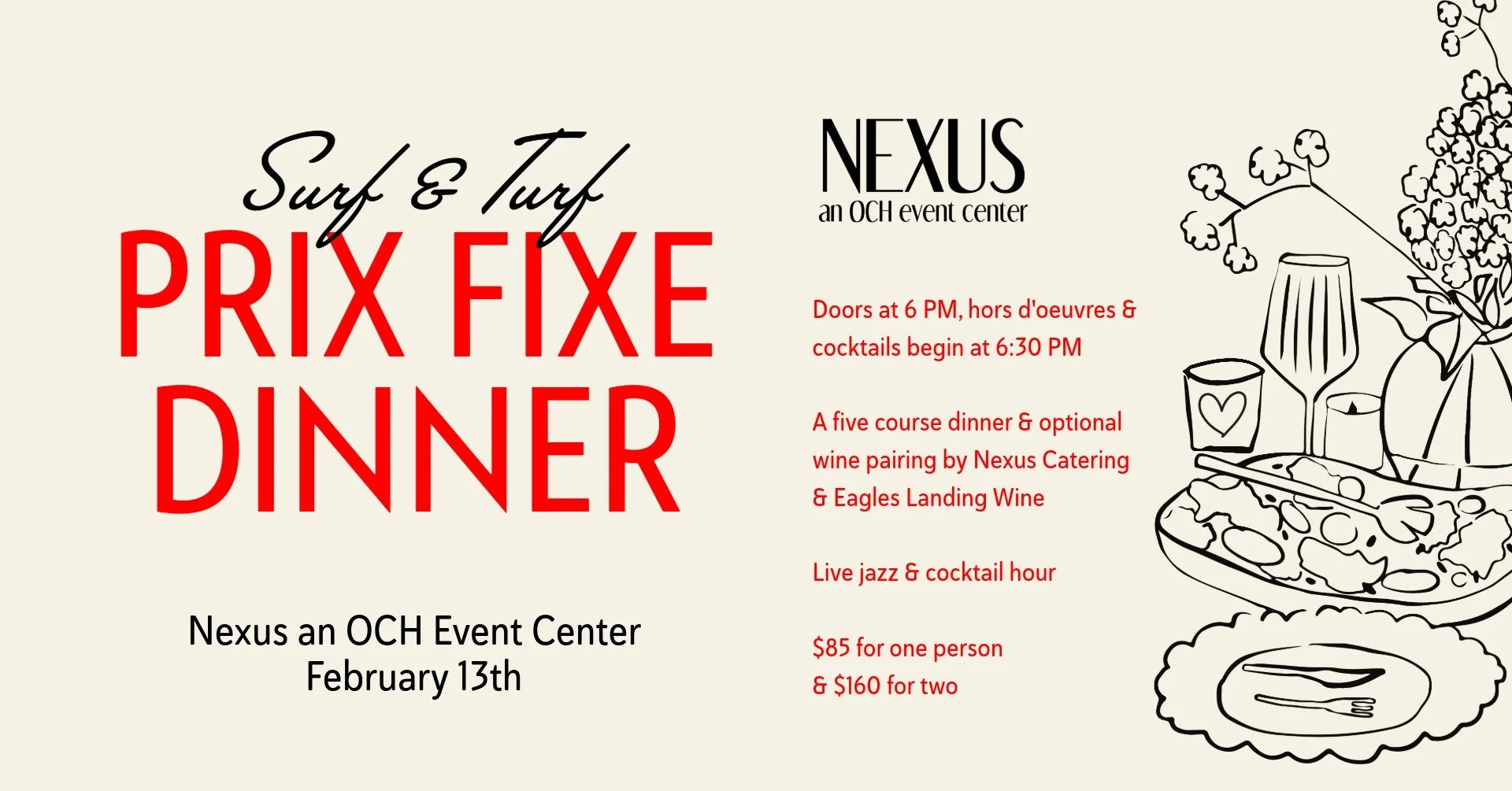 Surf &amp; Turf Prix Fix Dinner