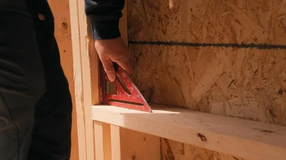 Hand using meter on wood wall
