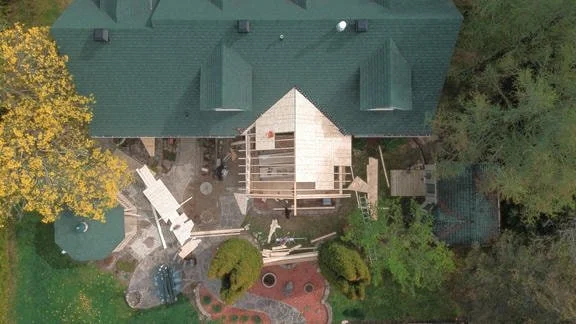 Aerial shot of suburb house