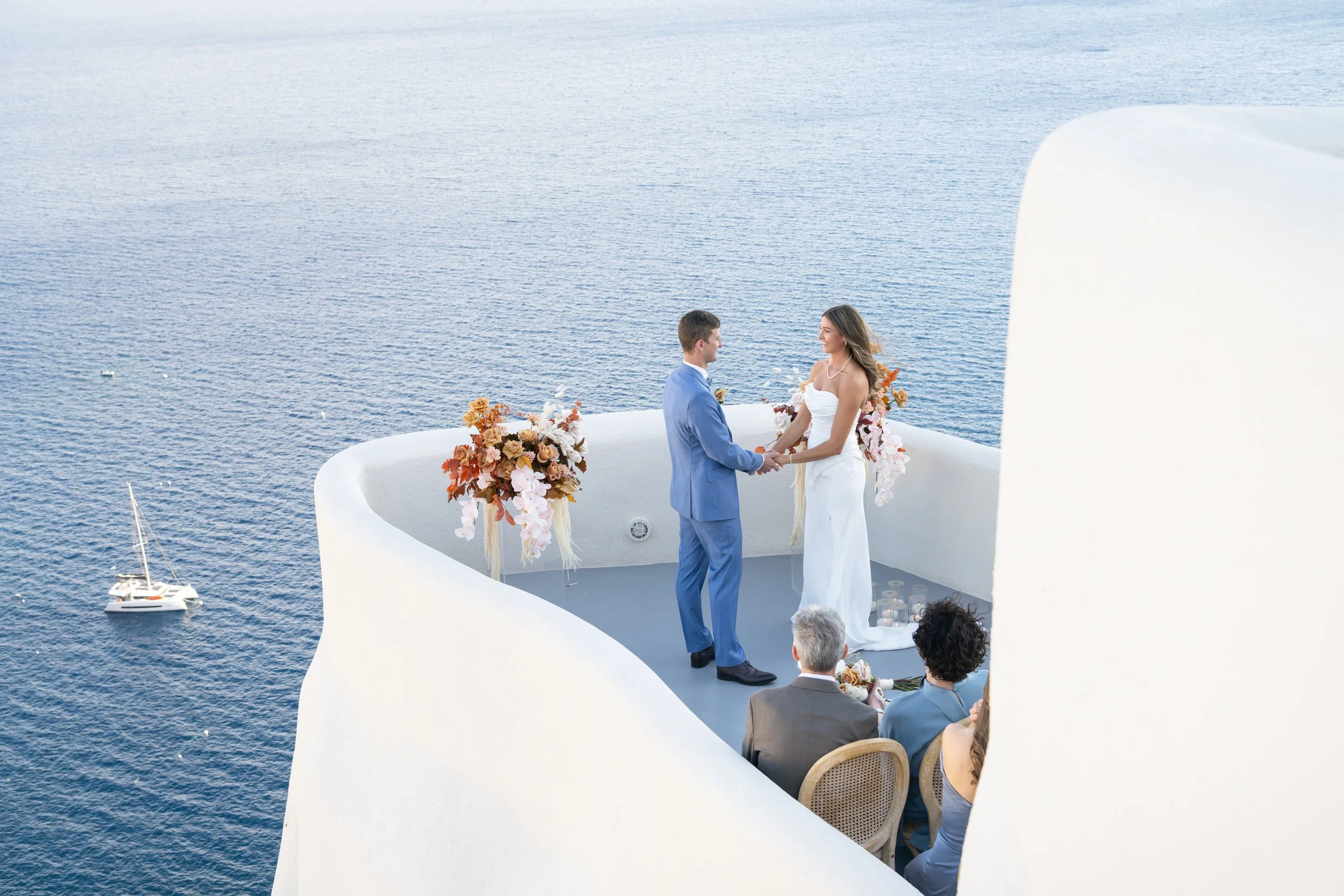 Santorini wedding ceremony overlooking the caldera
