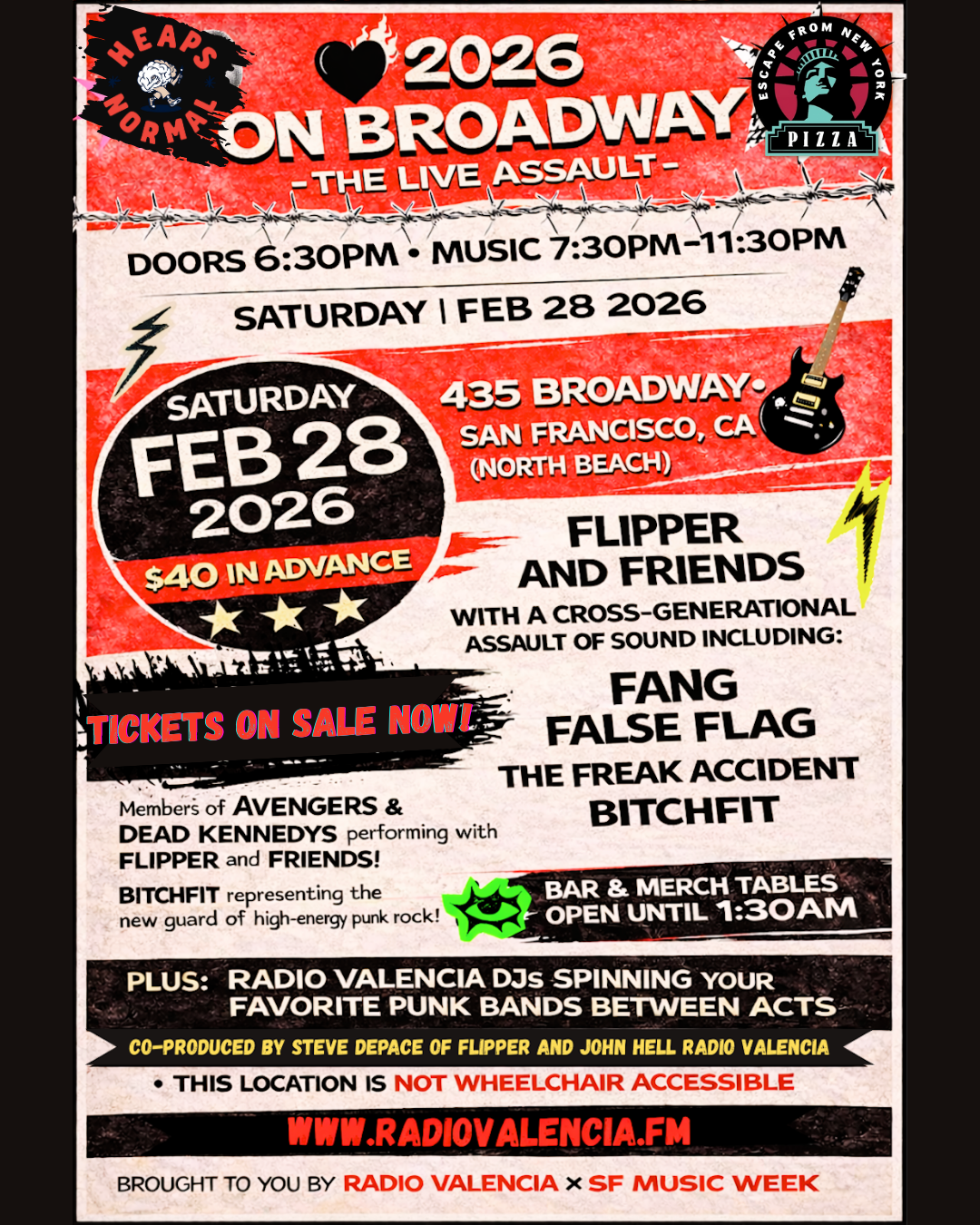 "50 Years of SF Punk" Celebration at the Historic Mabuhay Gardens and On Broadway - Hosted by The Fab Mab, On Broadway & Radio Valencia