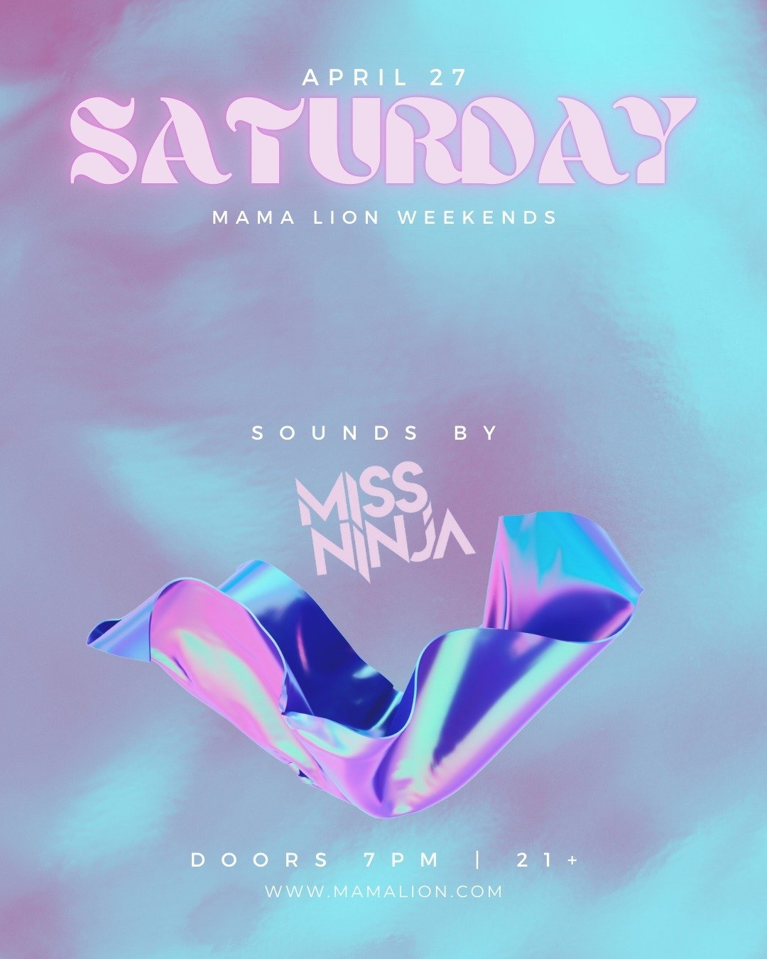 Currently at my desk, mentally fast forwarding to Saturday night with @djmissninja at #mamalion 💆☁️

Doors 7pm
More Info on www.mamalion.com 

#lanightlife #koreatownla #labars