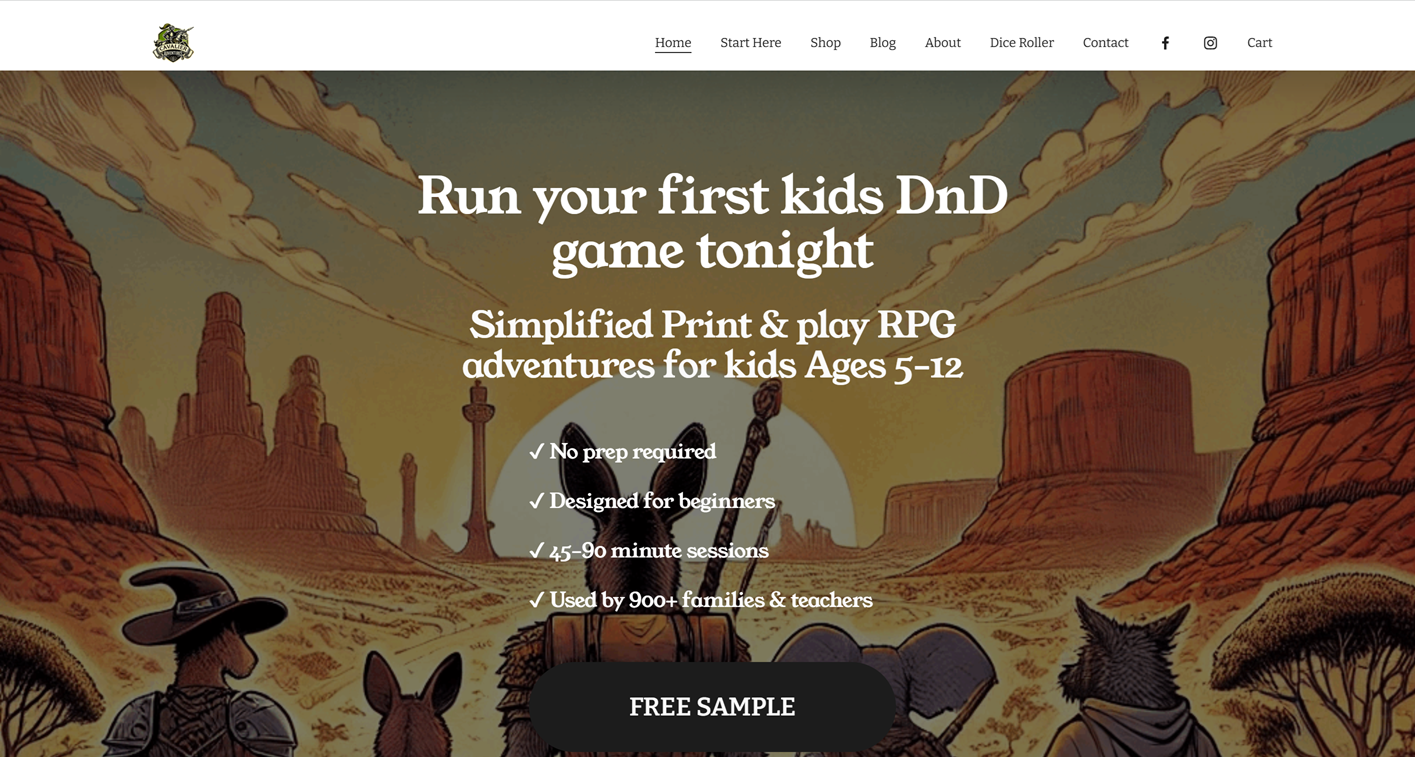 DnD Tabletop RPG game online store by NadiaDesigns Web Designer in Mcleod