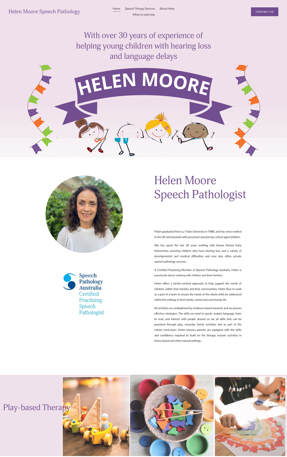 Squarespace website for Allied Health Speech Pathologist NadiaDesigns web design in Balwyn