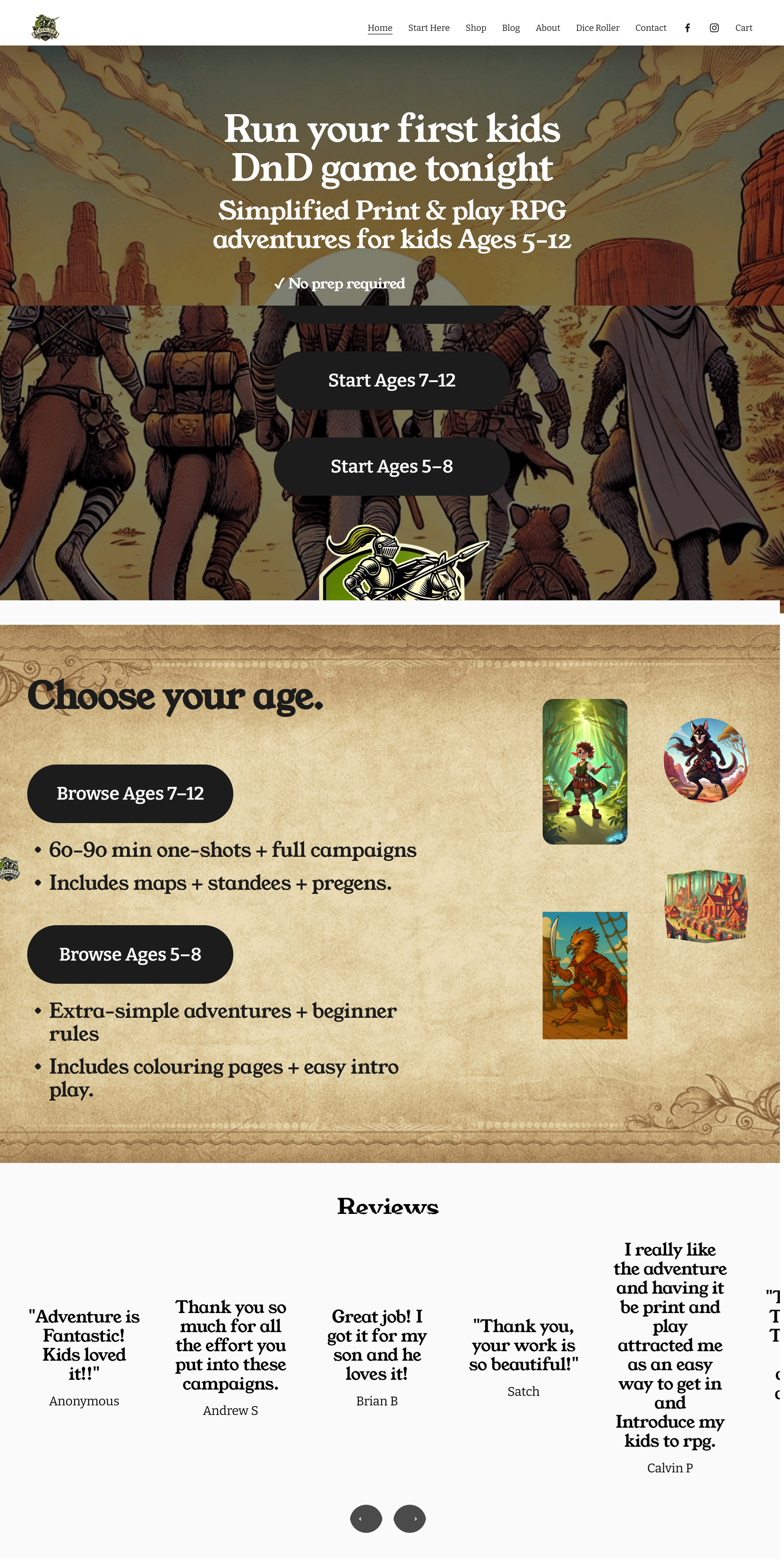 Cavalier Adventures - Tabletop Games Website