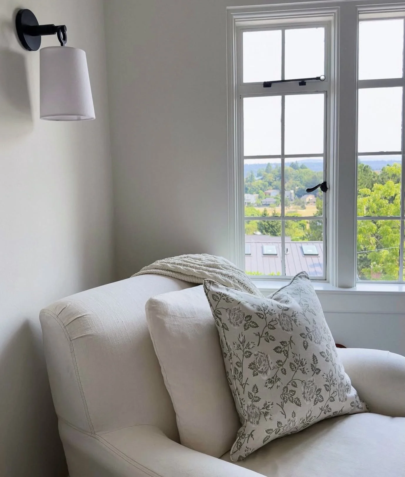 a favorite pillow finding its place in this beautiful space 🤍