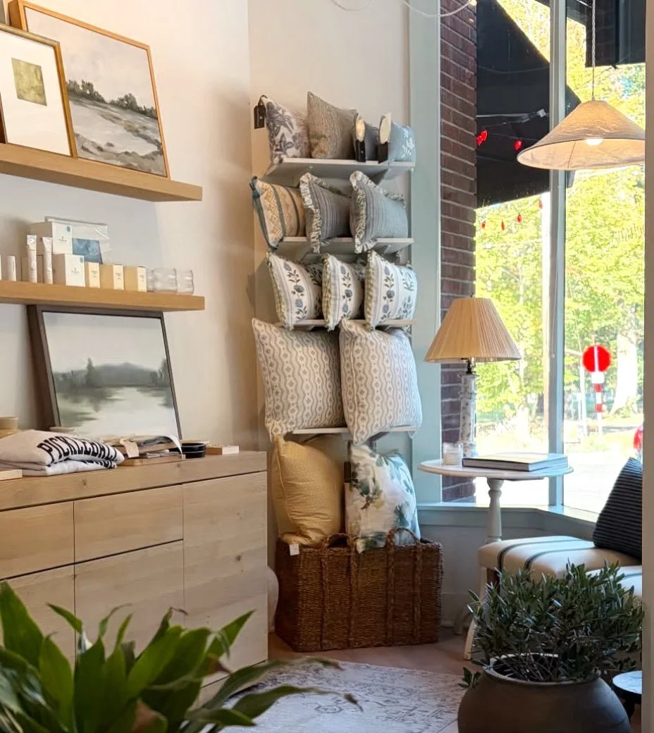 A little corner of Elizabeth Fields Designs in Seattle 💛Shop our pillows in person at Coastal Interiors, and follow them for current availability of pillows, shop hours, &amp; of course design inspiration @coastalinteriors_seattle