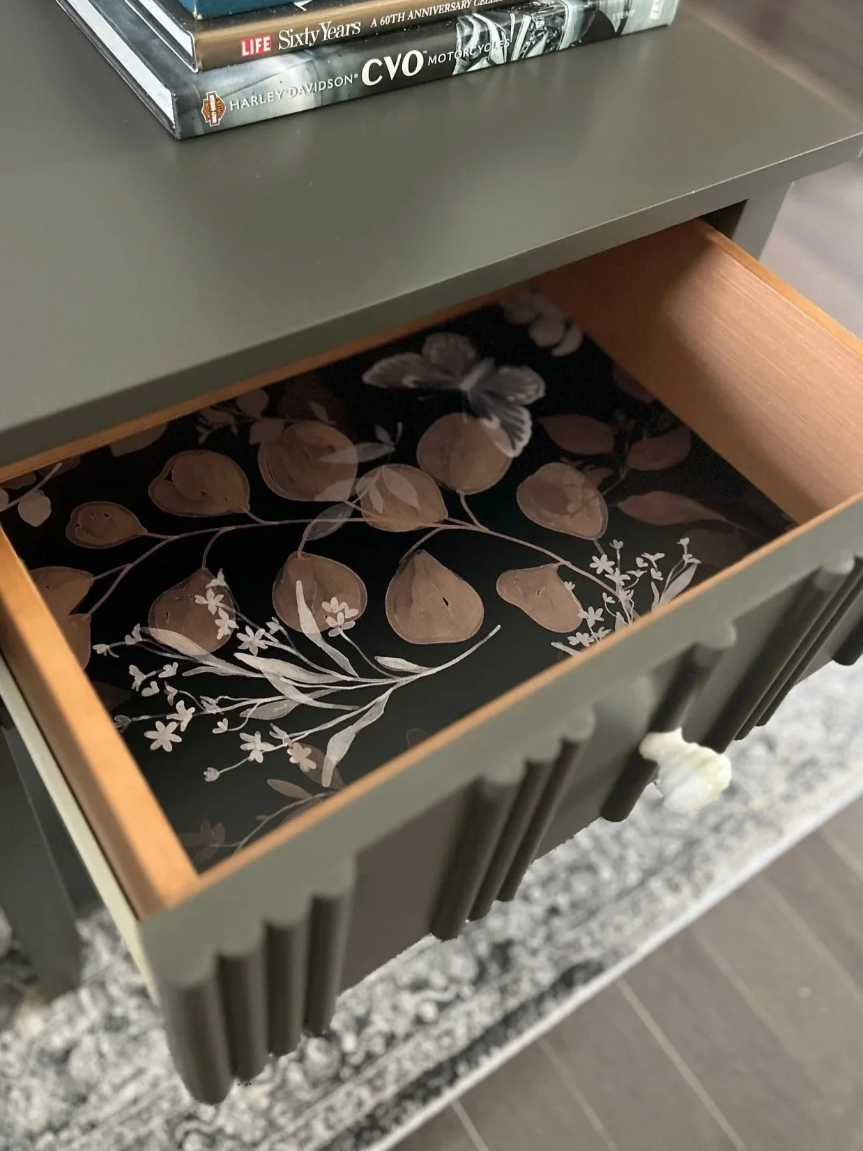butterfly + floral drawer liner