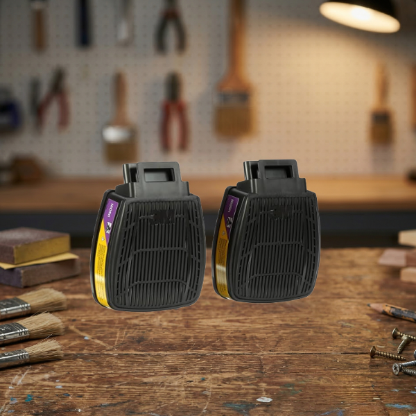 attach these filters to your 3M respirator when sanding or using paints and stains 
